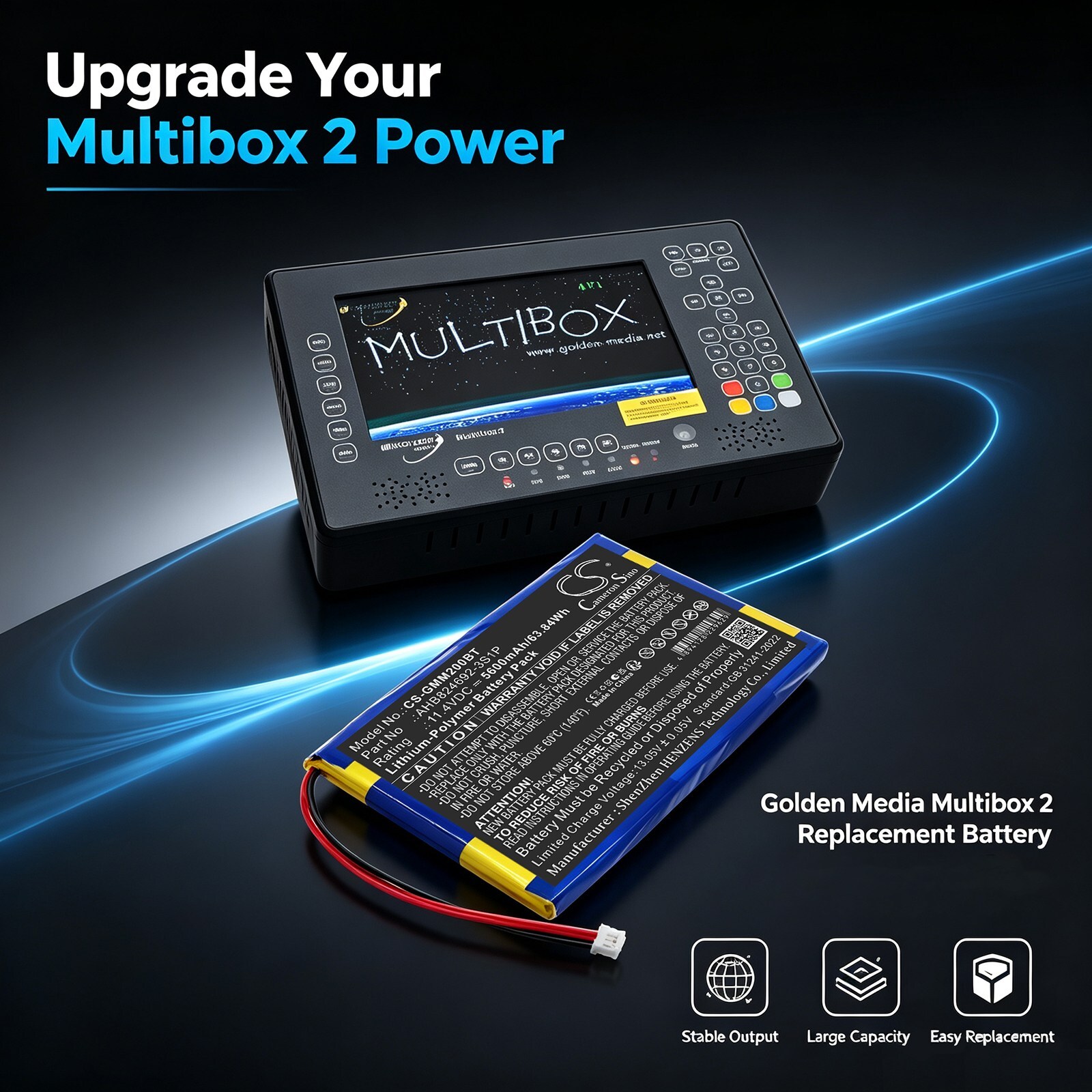 Batteri til kartlegging og testing, utstyr til Golden Media Multibox, Multibox 2