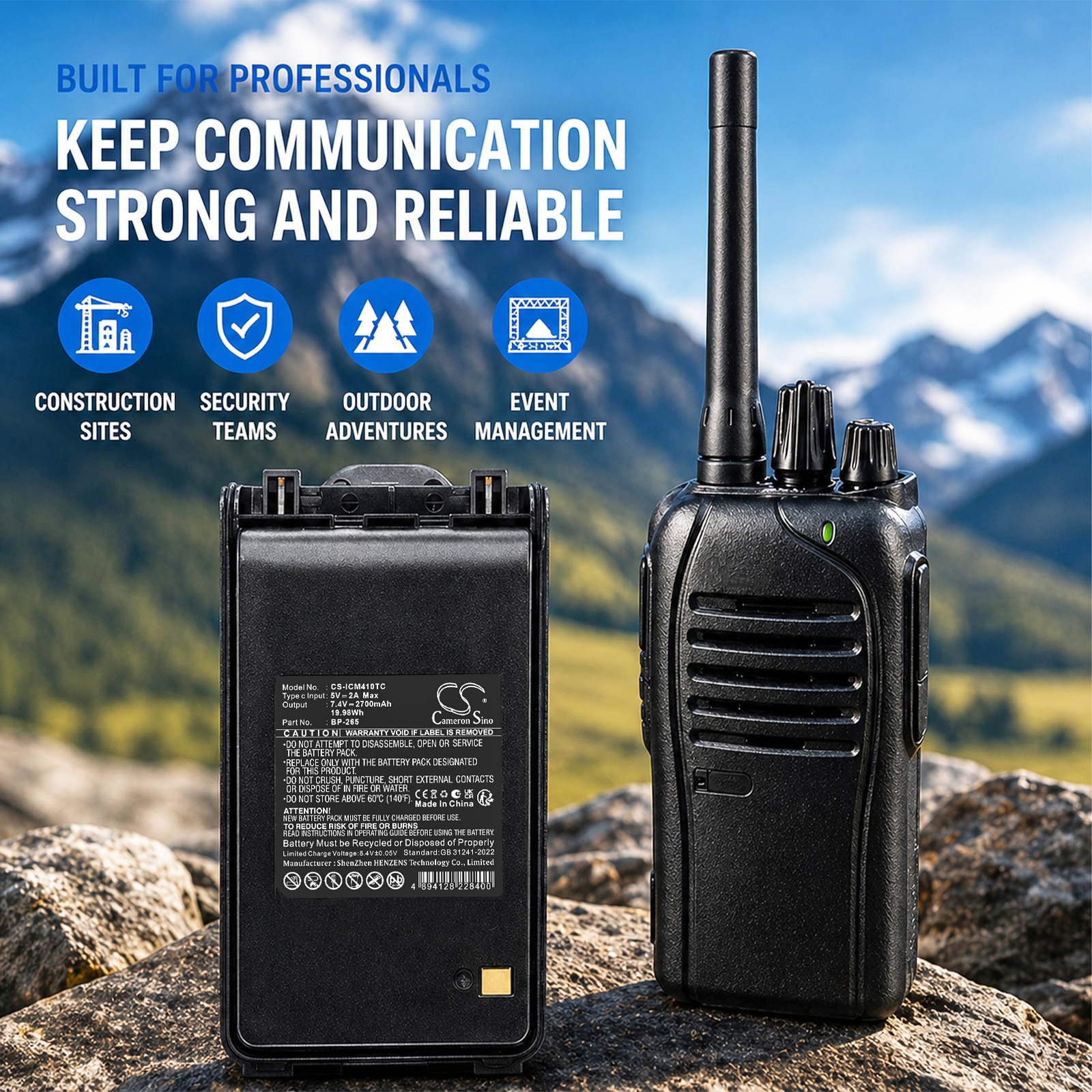 Batteri til toveisradio for Icom IC-3101, IC-4101, IC-F3001 m.fl.