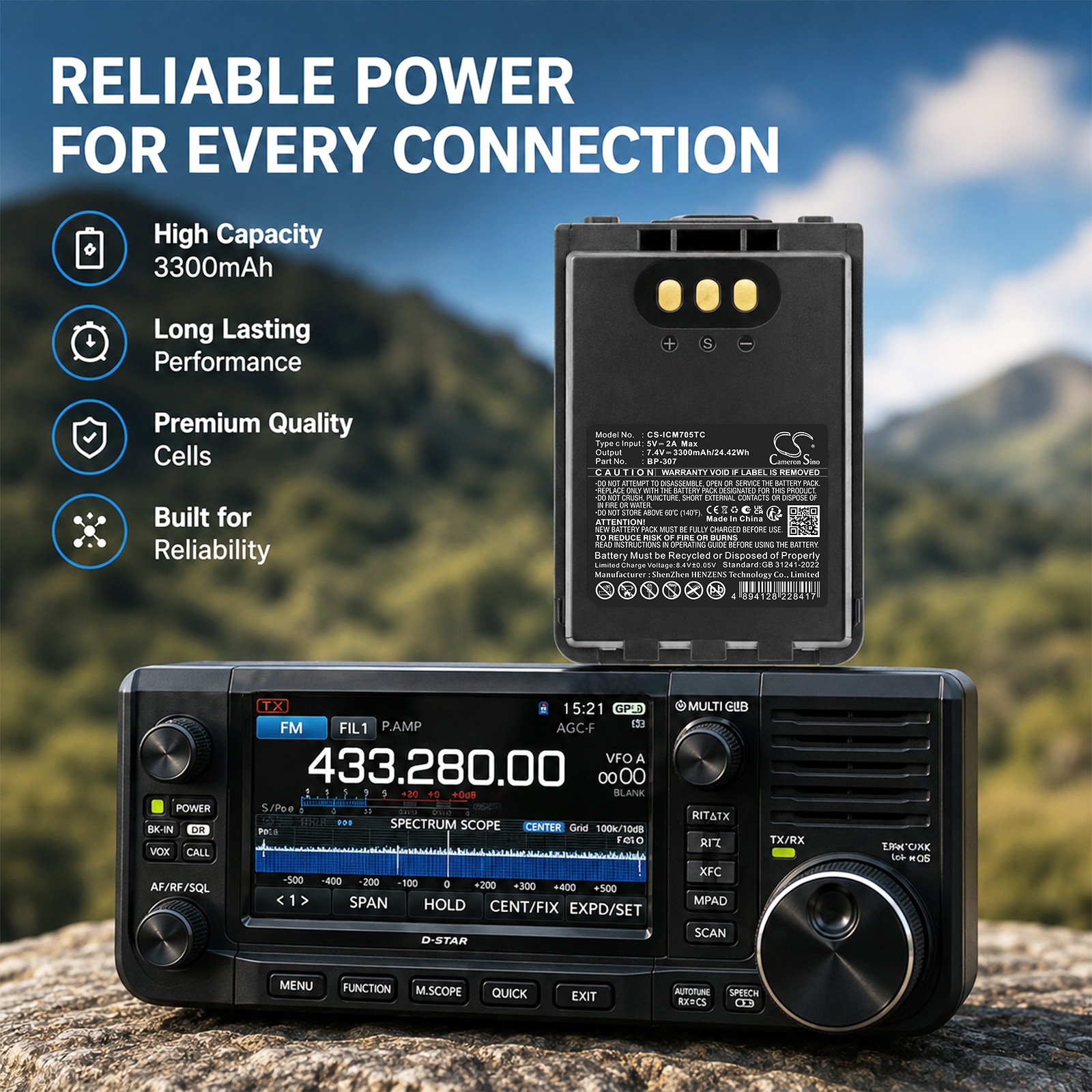 Batteri til toveisradio for Icom IC-705, ID-31E, ID-51E m.fl.