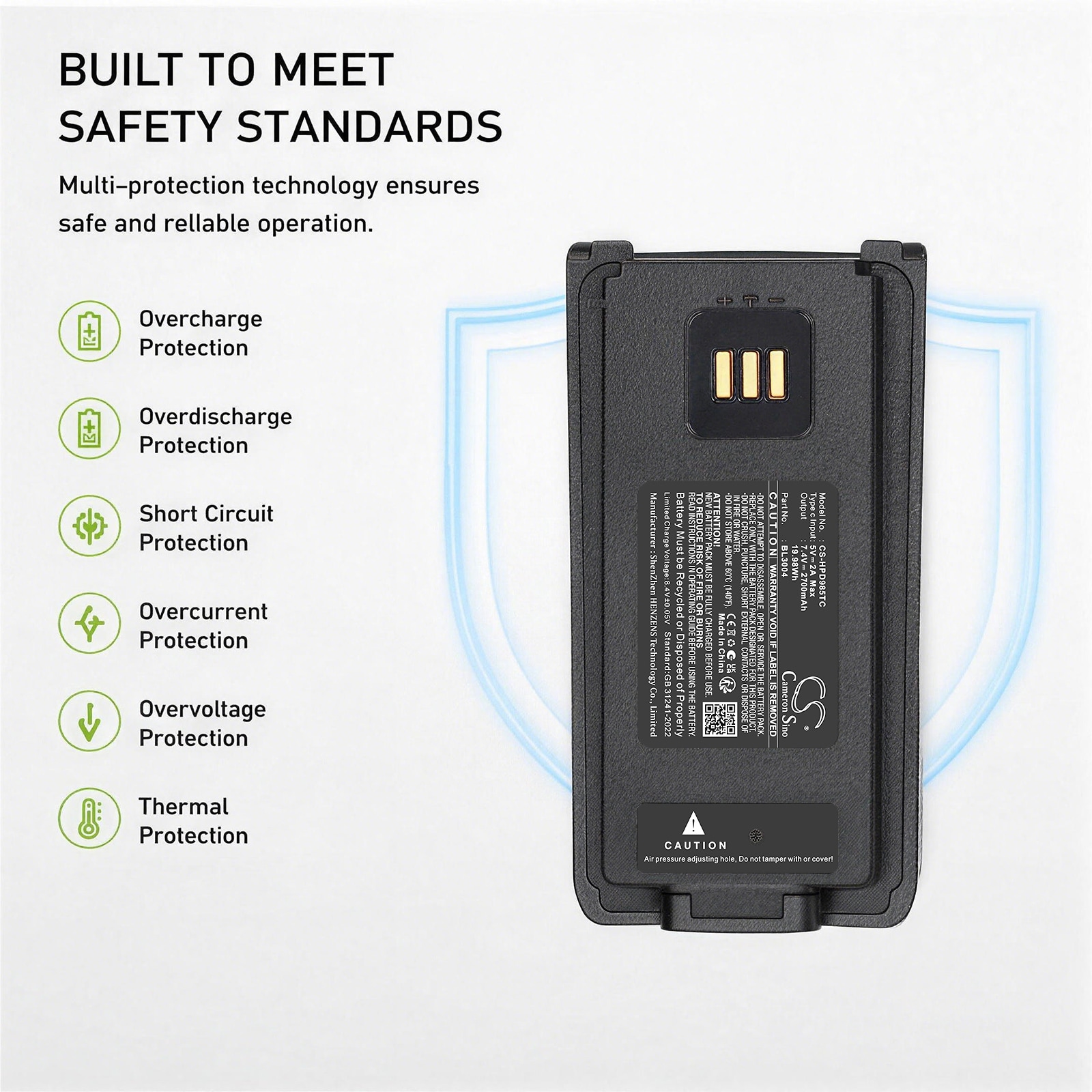 Batteri til toveis radio for Hytera PD980, PD980, PD985 m.fl.