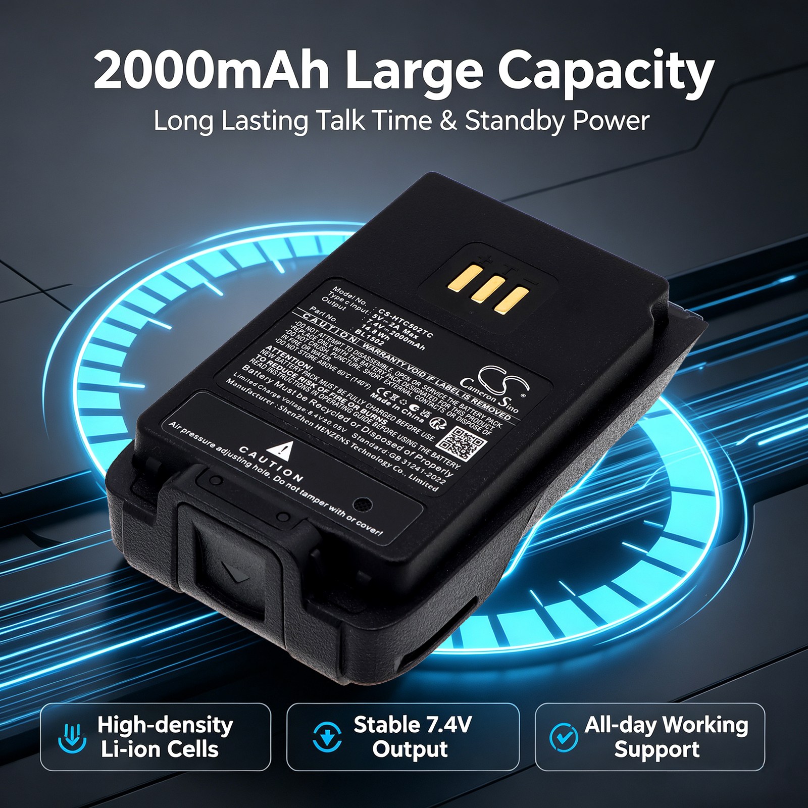 Batteri til toveis radio for HYT PD500, PD502, PD505 m.fl.