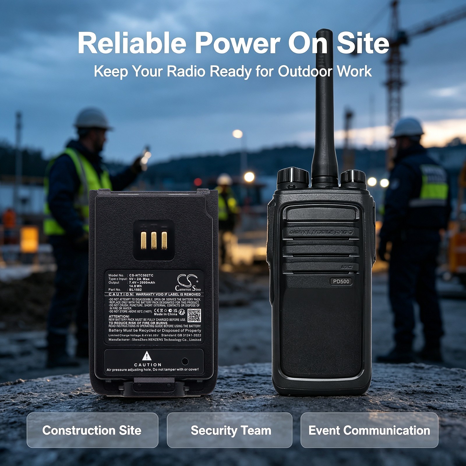 Batteri til toveis radio for HYT PD500, PD502, PD505 m.fl.