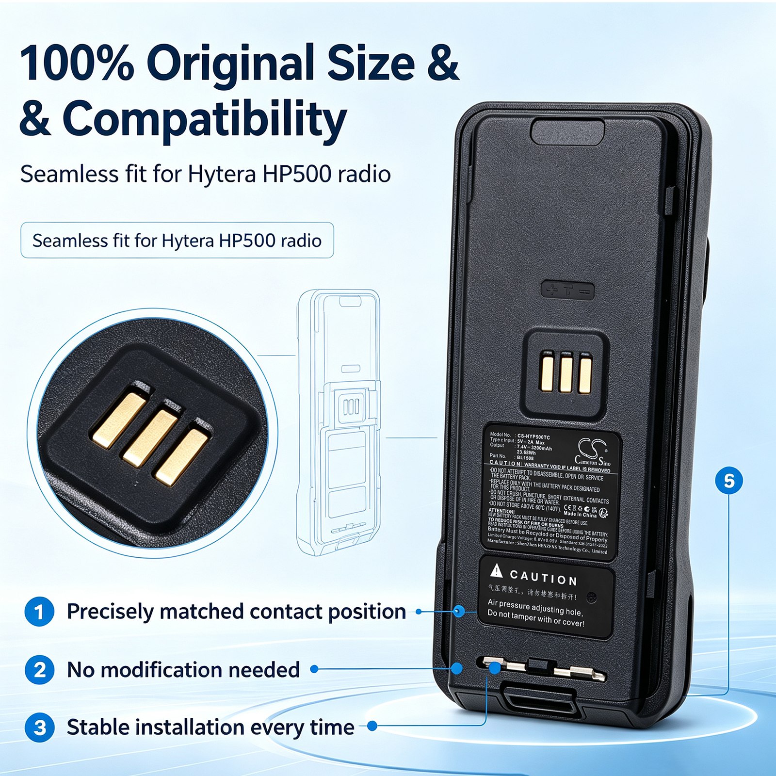 Batteri til toveis radio for Hytera HP500, HP505, HP560 m.fl.