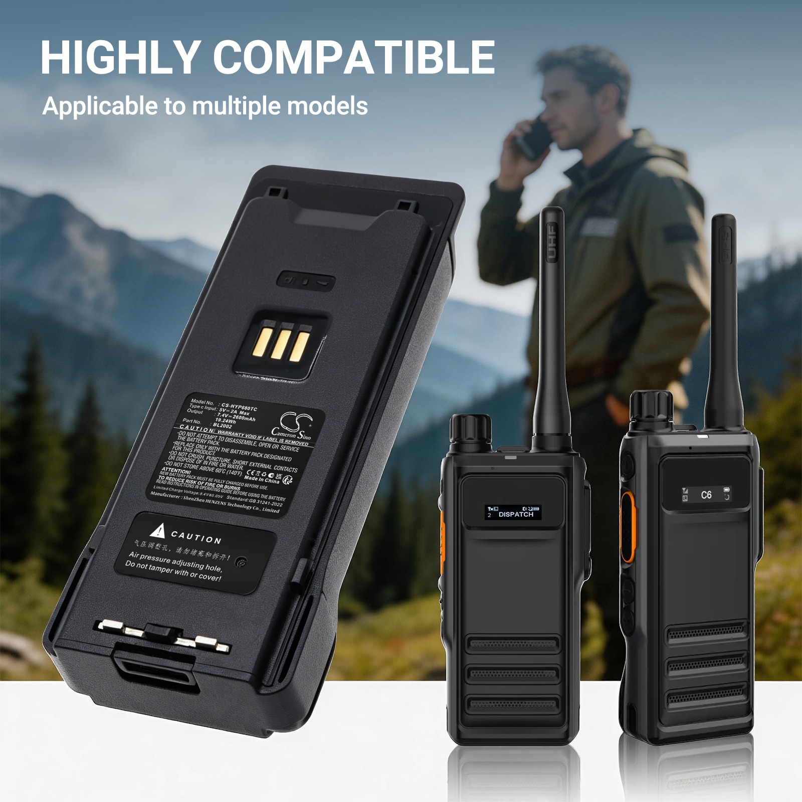 Batteri til toveisradio for Hytera HP600, HP602, HP605 m.fl.