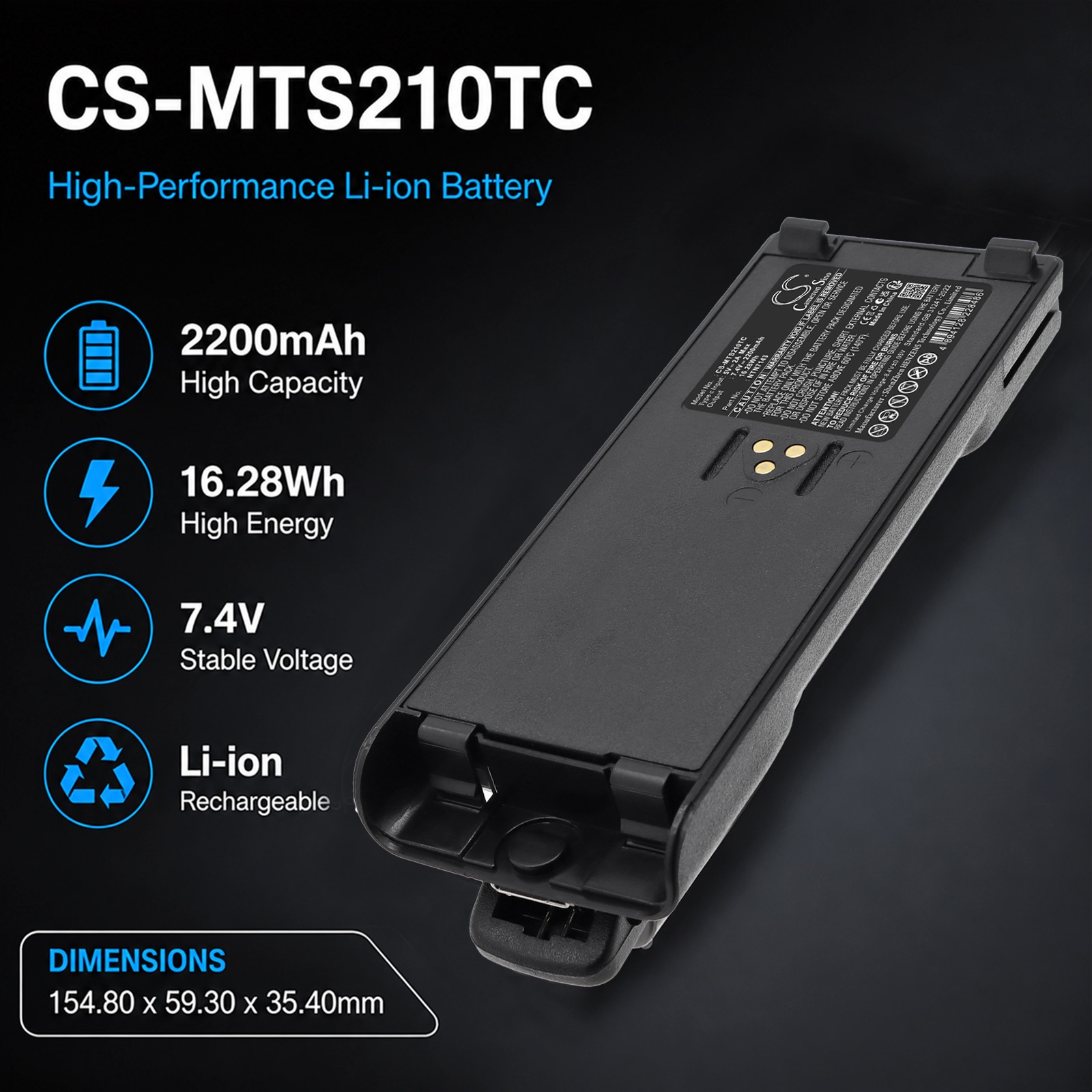Batteri til toveis radio for Motorola GP900, GP1200, GP2010 m.fl.