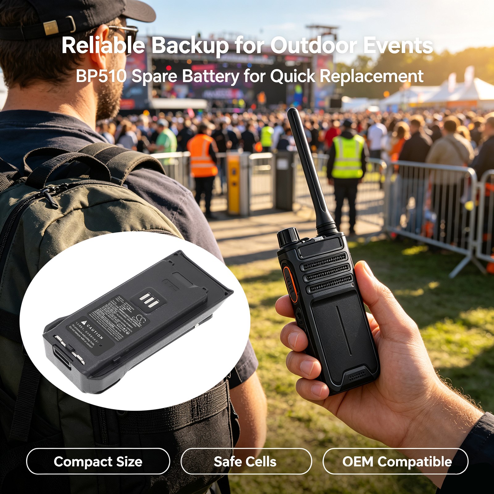 Batteri til toveisradio for Hytera AP515, AP588, BP510 m.fl.