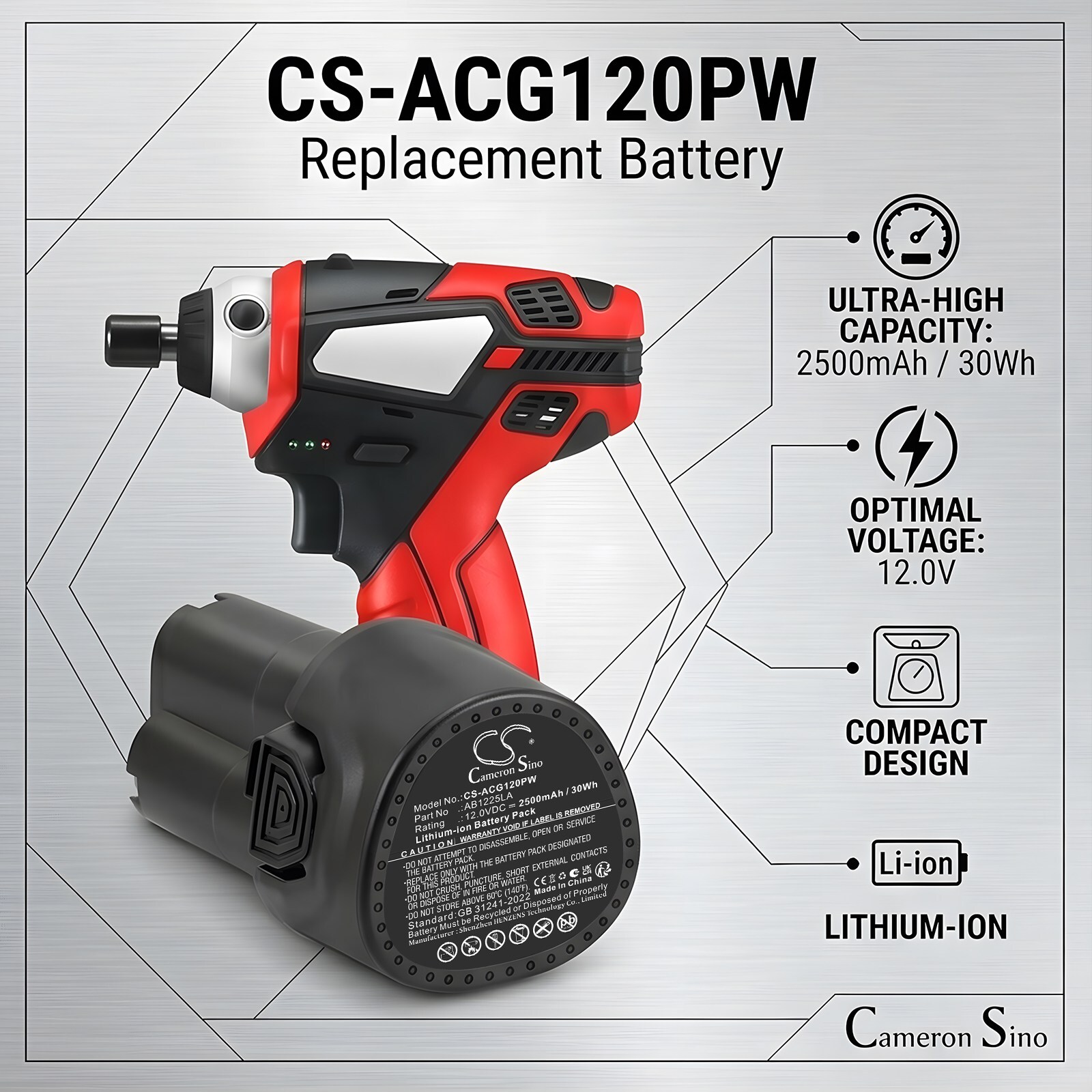 Batteri til elektriske verktøy fra ACDelco: ARS1212A1PFG, ARS1212AEU, ARS1214P m.fl.