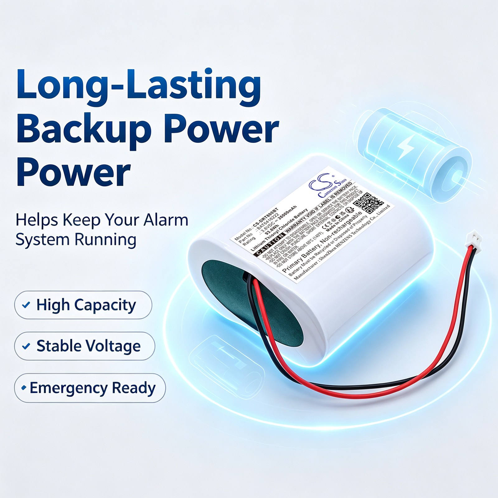 Batteri til alarmsystem for Delta Dore Bat CS 8000-SI-SEFIO3 Tyxal+