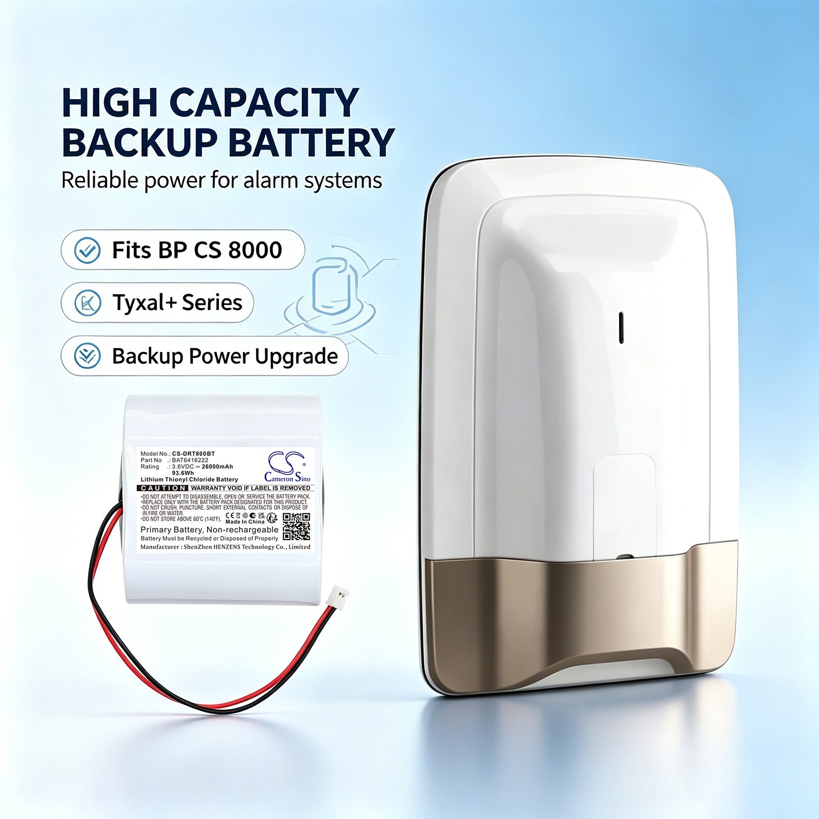Batteri til alarmsystem for Delta Dore Bat CS 8000-SI-SEFIO3 Tyxal+