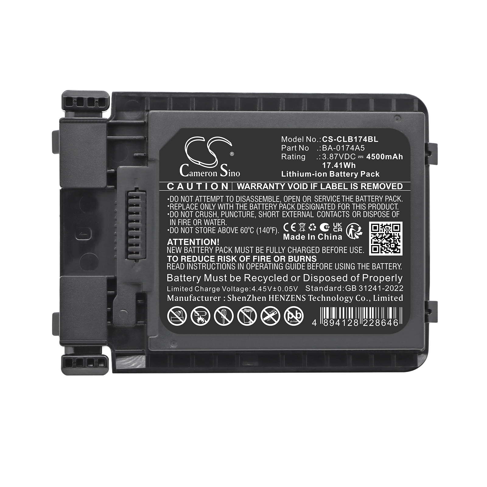 Batteri til strekkodeleser for CipherLAB R25, RS38, RS38WO