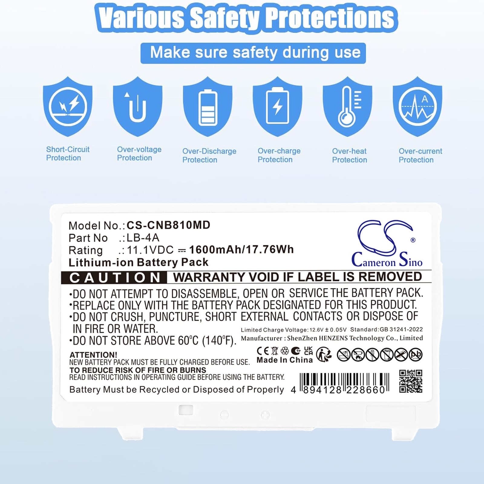 Batteri til medisinsk utstyr for Canon AX-C4343W, CXDI-410C Wireless, CXDI-810C Wireless m.fl.