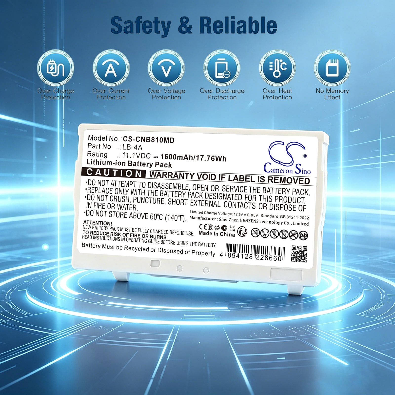 Batteri til medisinsk utstyr for Canon AX-C4343W, CXDI-410C Wireless, CXDI-810C Wireless m.fl.
