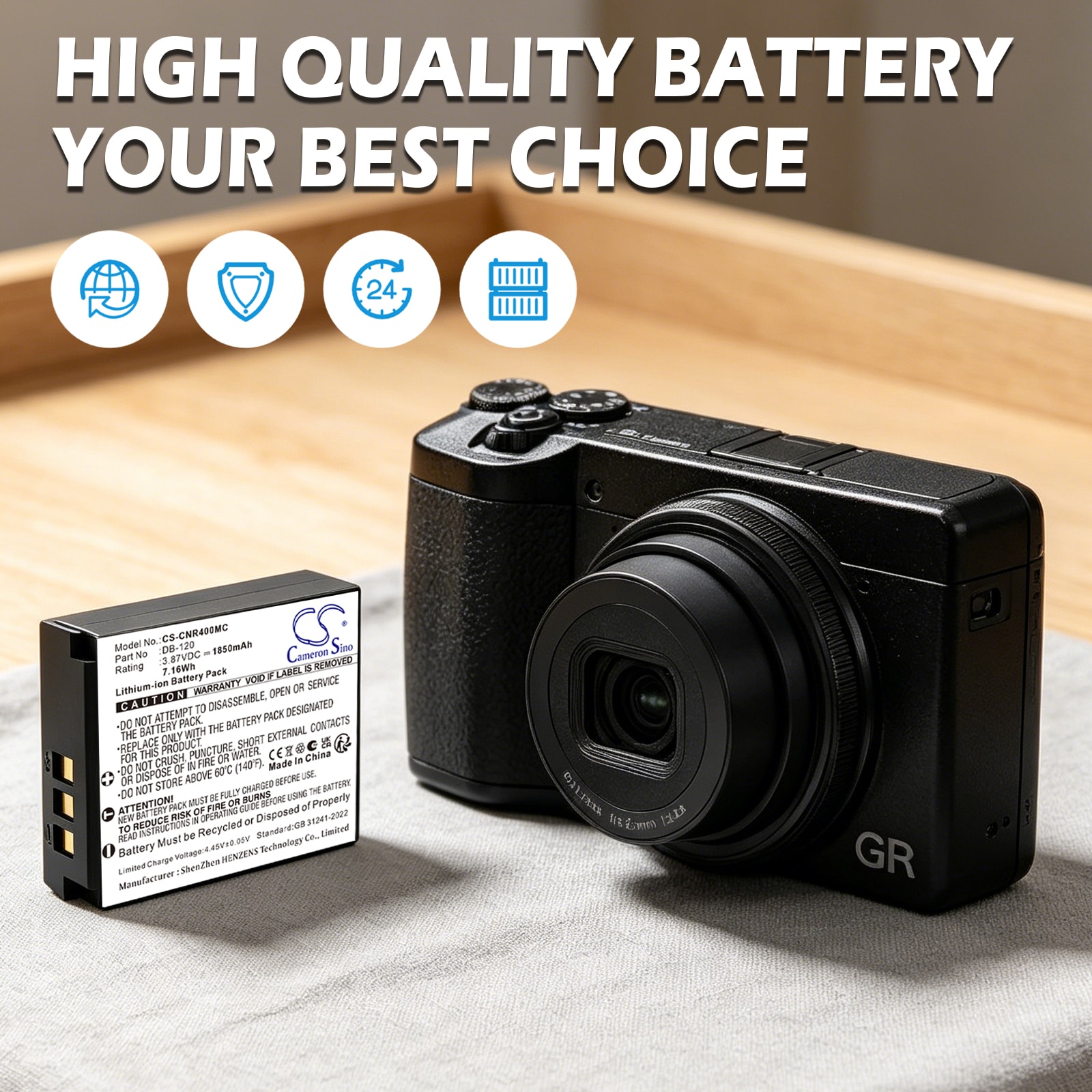 Batteri til Ricoh GR IV- og R4-kamera