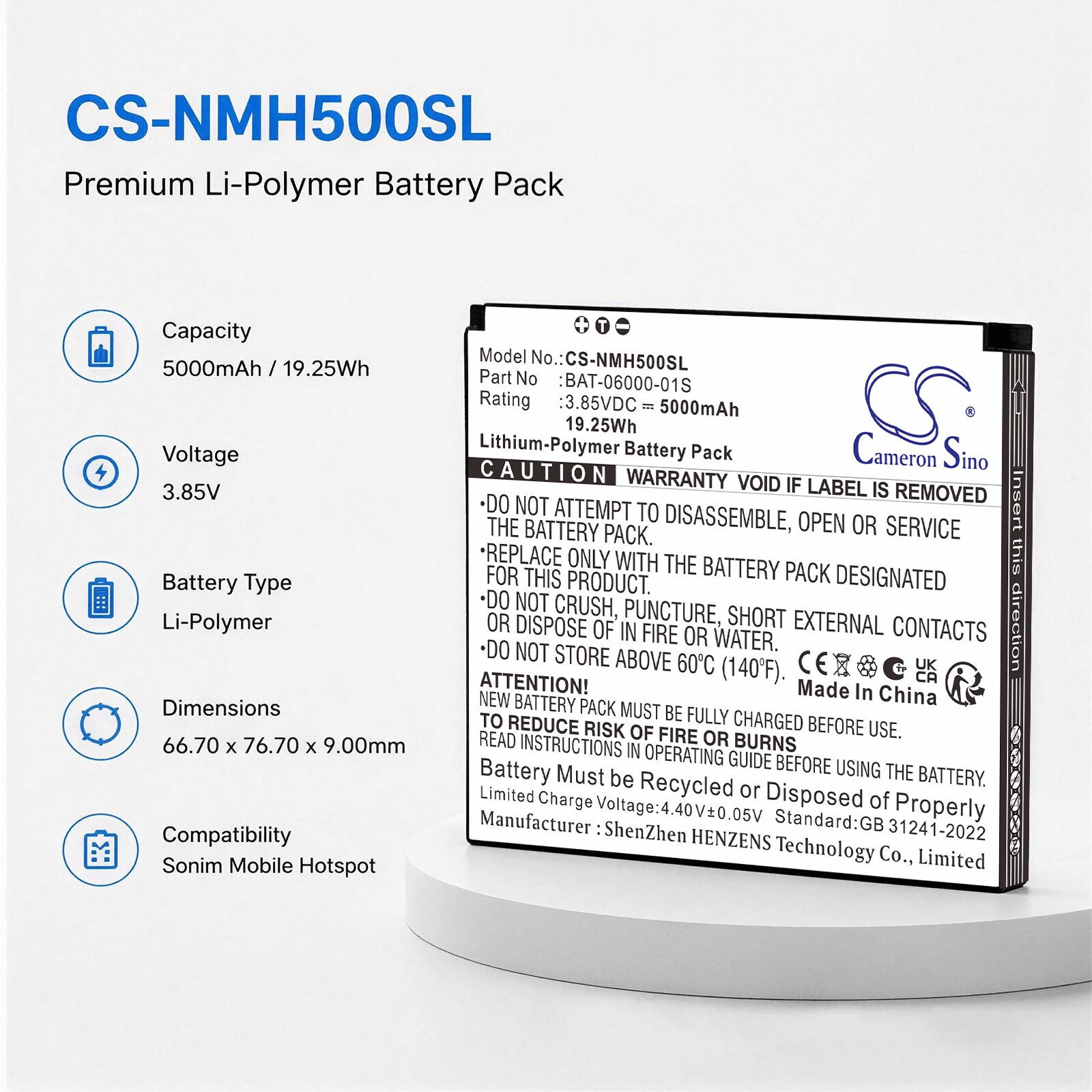 Batteri til Hotspot for Sonim H705, H700A, H500 5G m.fl.
