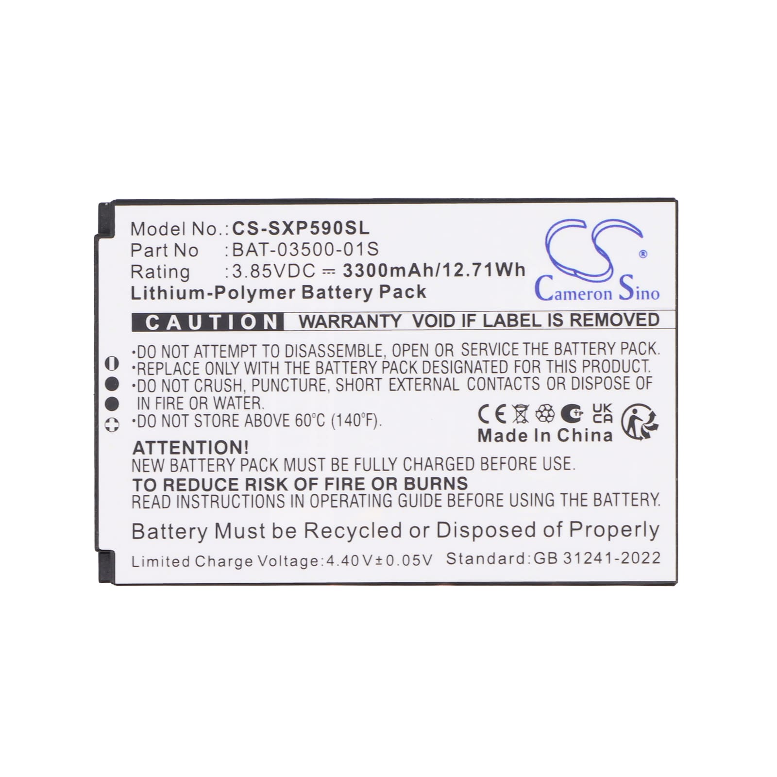 Batteri til mobiltelefon, smarttelefon for Sonim XP5900, XP5 Plus