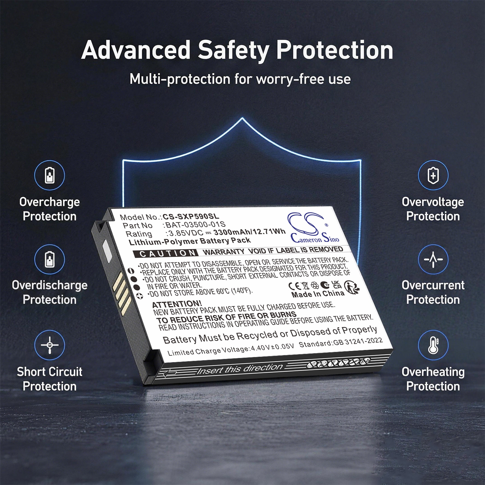 Batteri til mobiltelefon, smarttelefon for Sonim XP5900, XP5 Plus