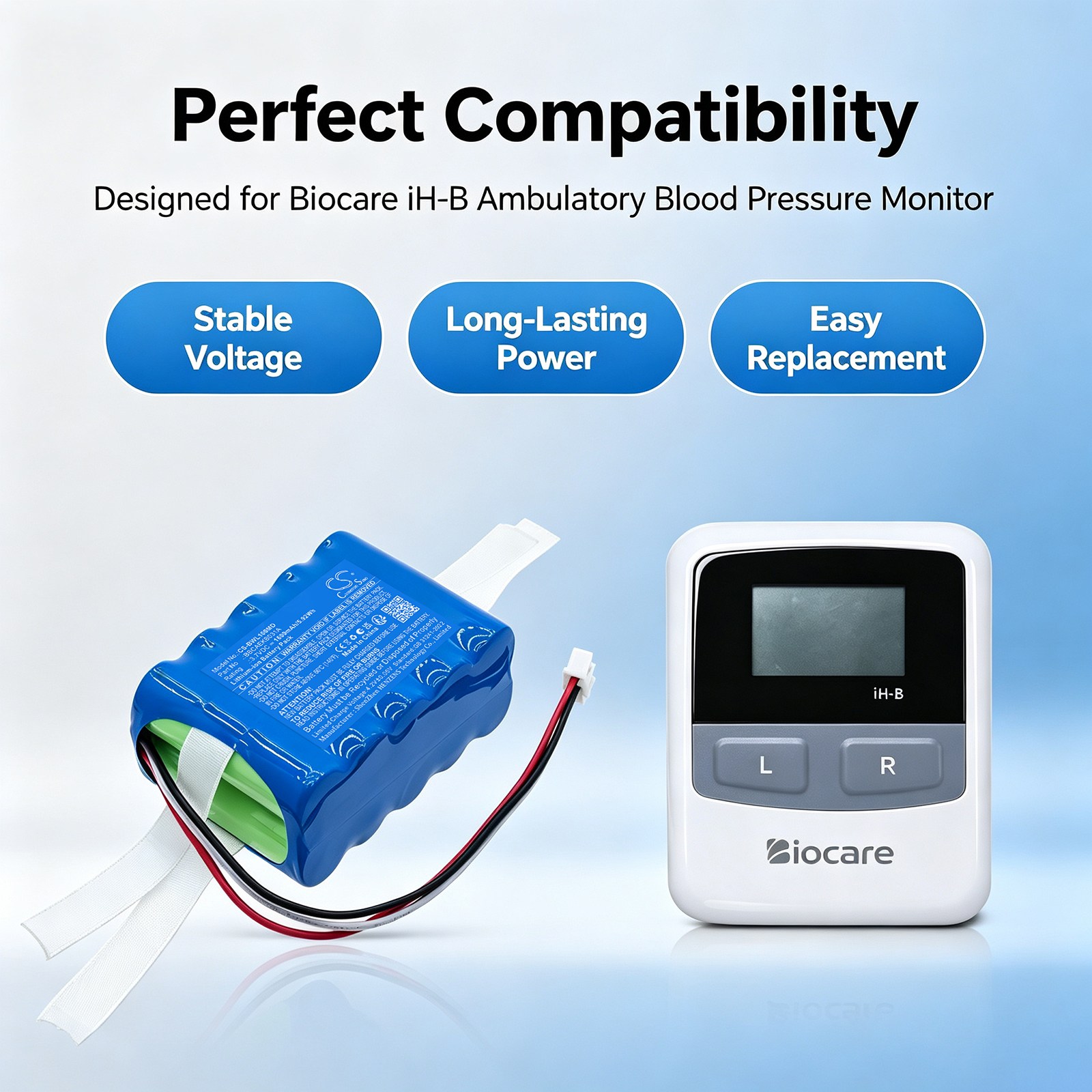 Batteri til Biocare IH-B-monitor for medisinsk bruk
