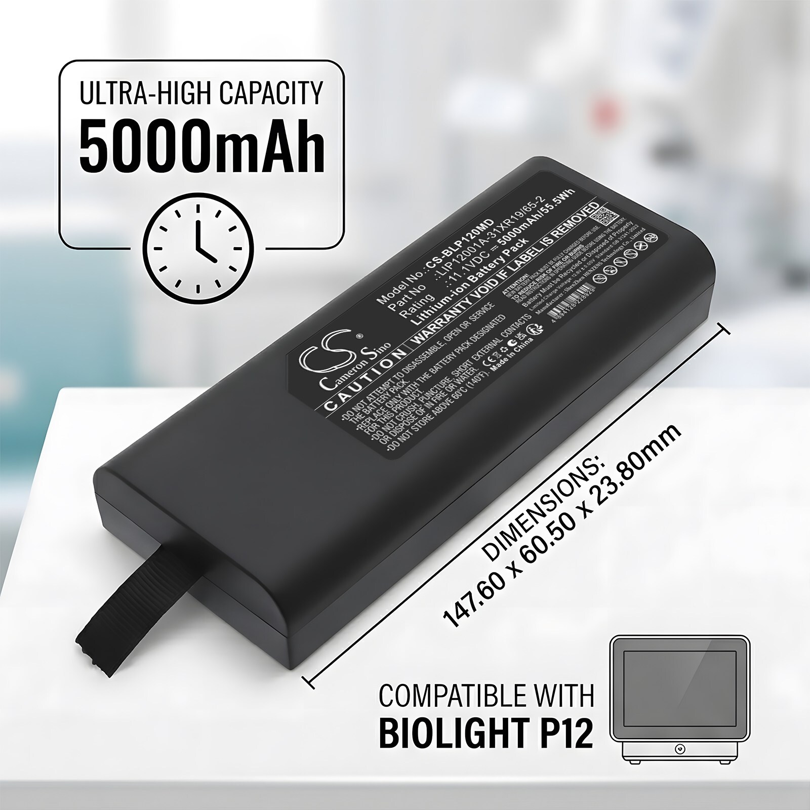 Batteri til Biolight P12 pasientmonitor og P15 pasientmonitor