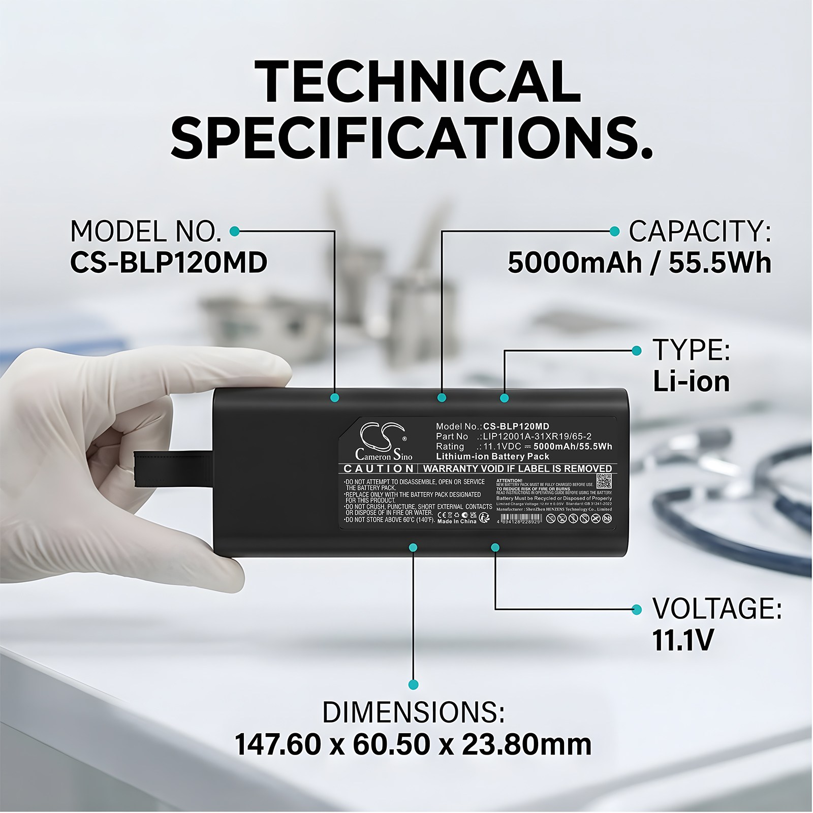 Batteri til Biolight P12 pasientmonitor og P15 pasientmonitor