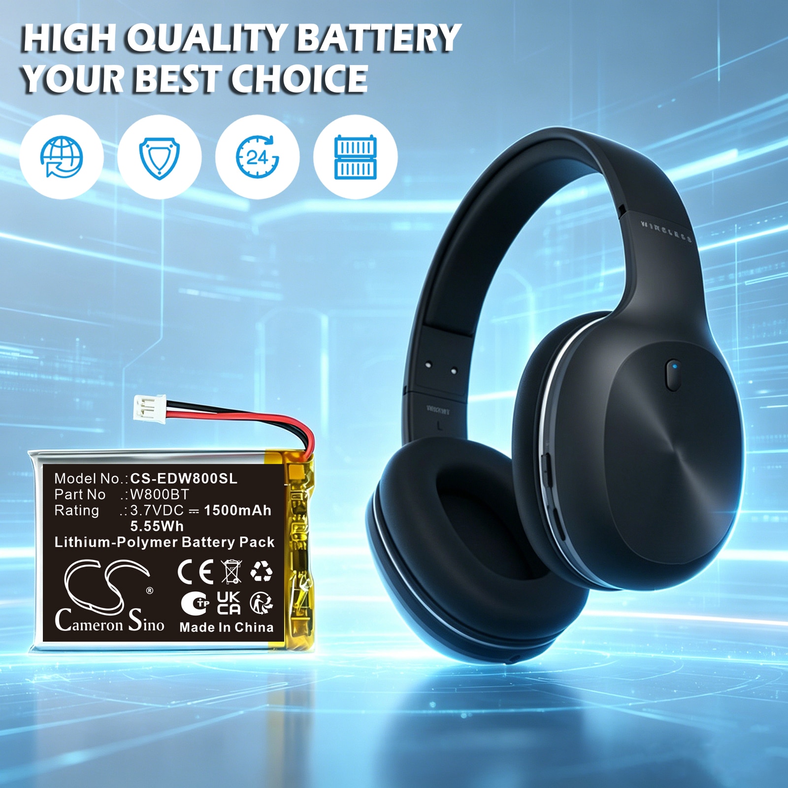 Batteri til trådløst headset for Edifier W800BT