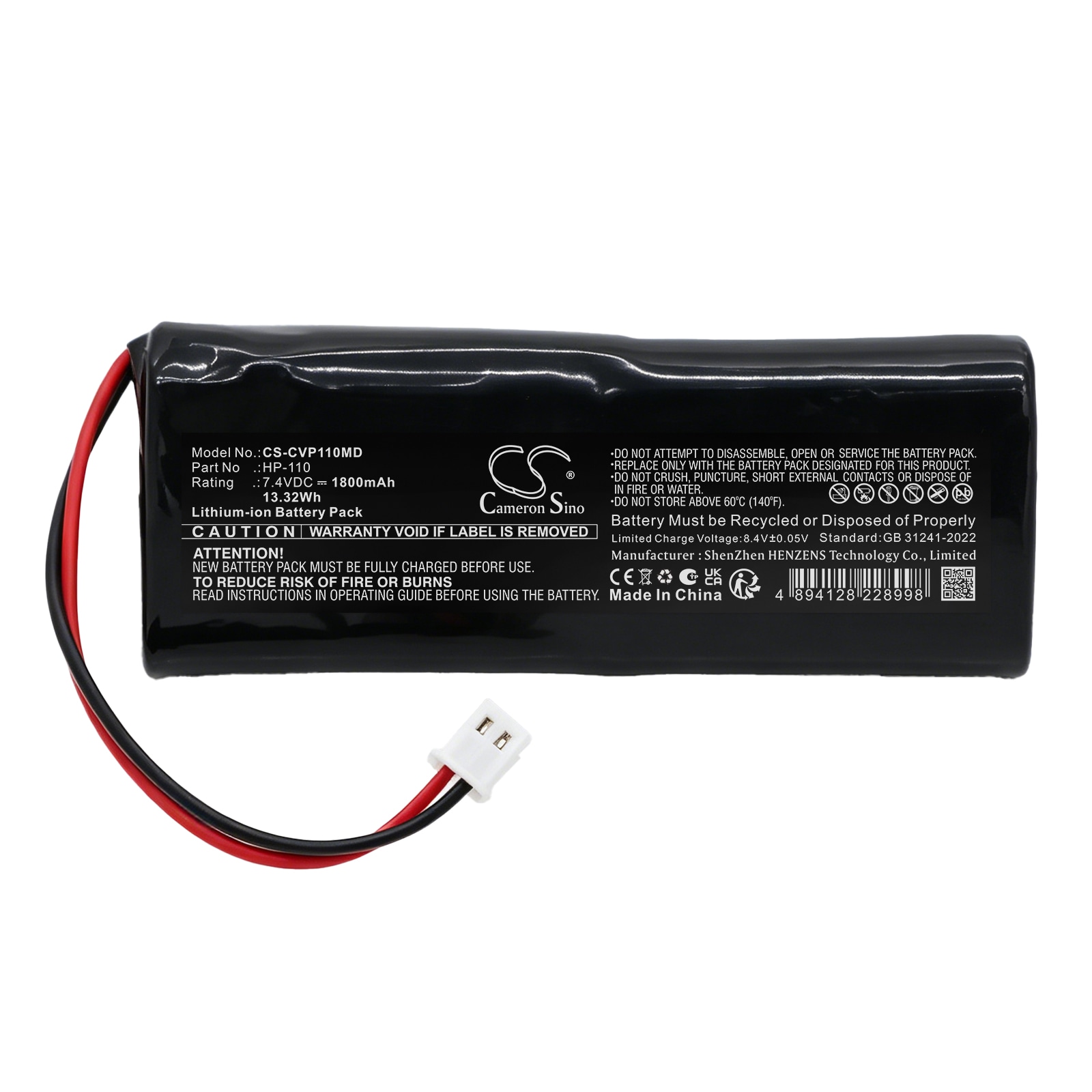 Batteri til Care Vision HP-110 håndholdt pulsoximeter for medisinsk bruk