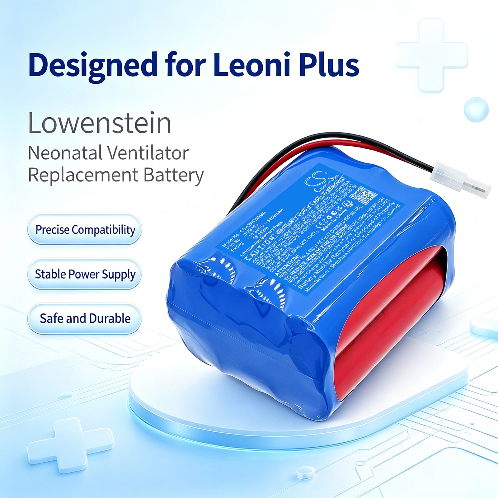 Batteri til medisinsk utstyr for Lowenstein Leoni Plus