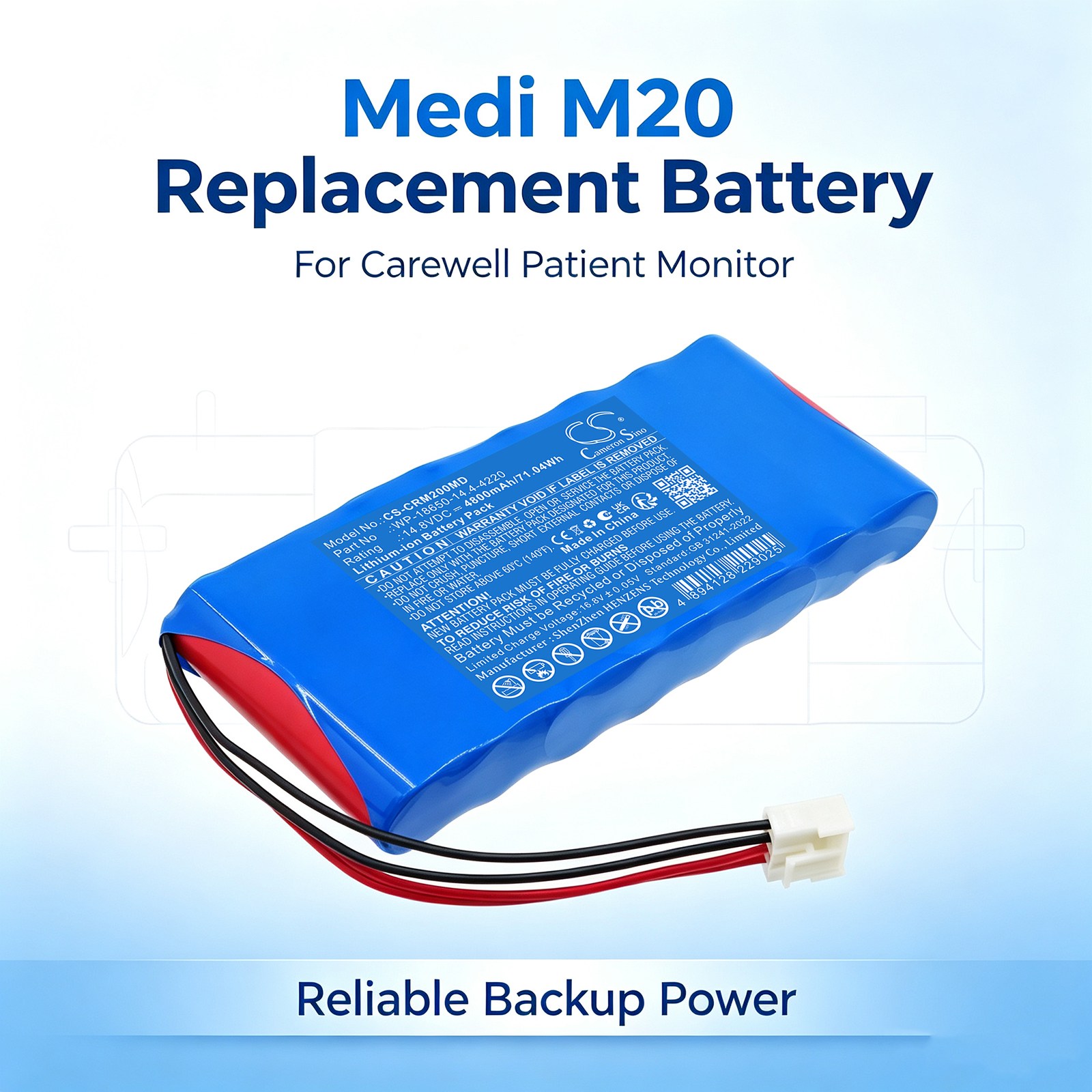 Batteri til Carewells medisinske pasientmonitor Medi M10