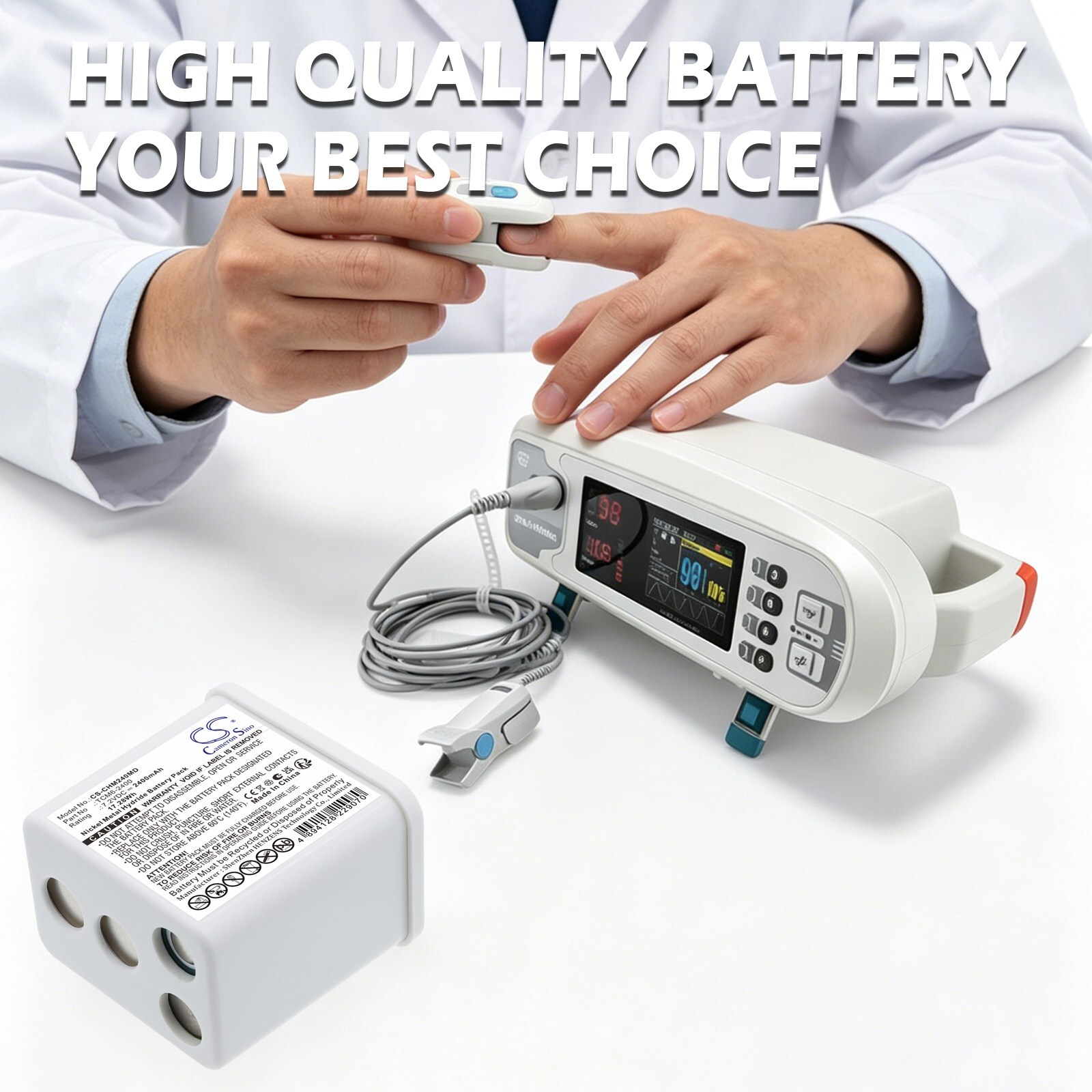 Batteri til medisinsk utstyr for ChoiceMMed MD2000A, MD2000B, VI-200A