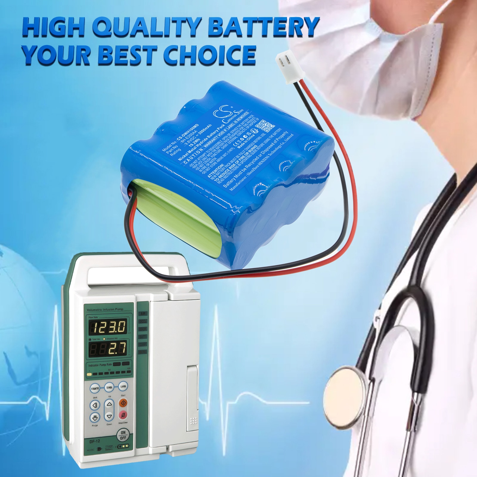 Batteri til medisinsk utstyr fra DAIWHA  AITECS-DF12, MP-1000