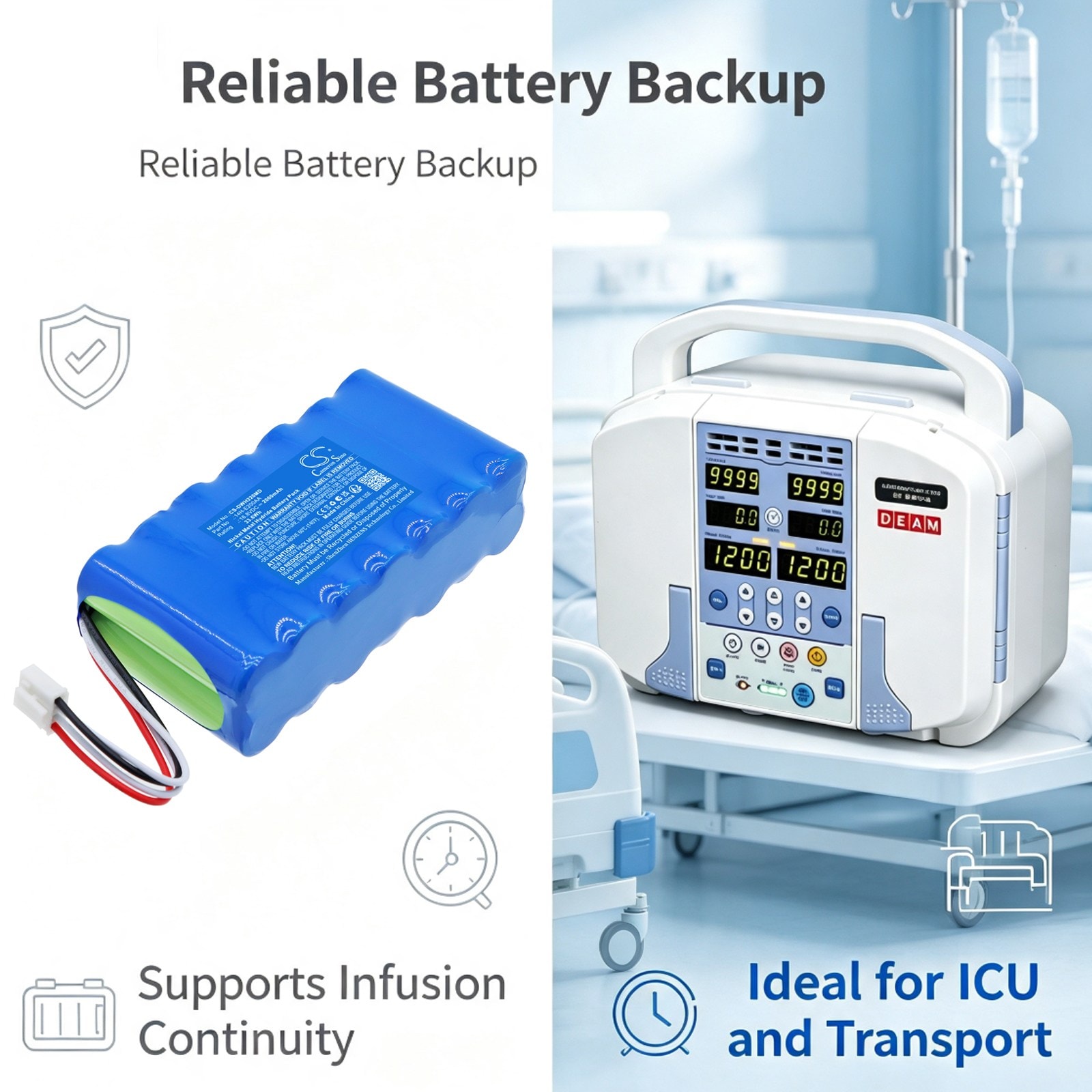 Batteri til medisinsk utstyr for DAIWHA DI-2200
