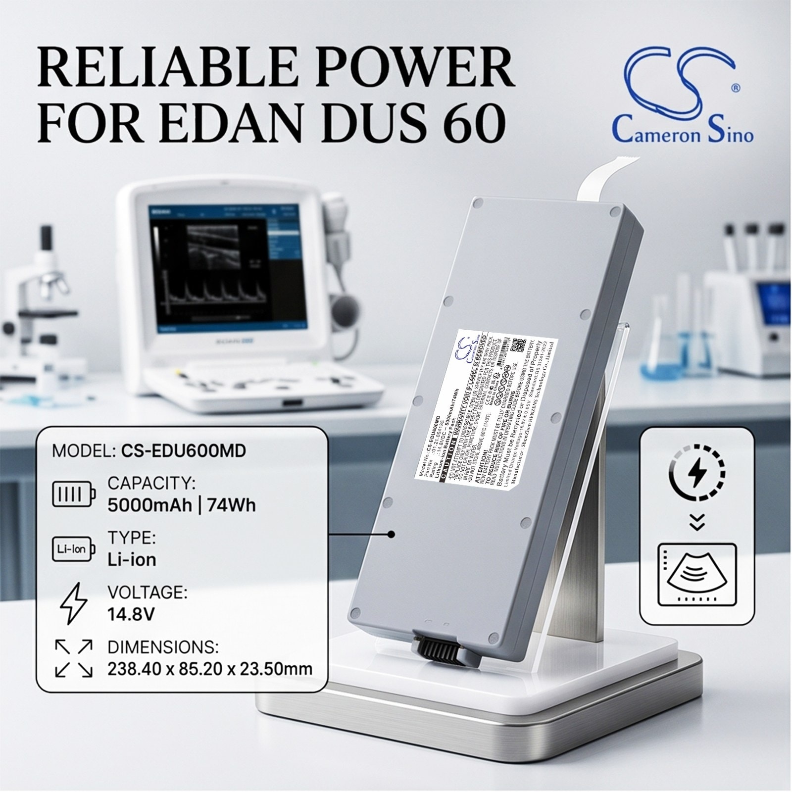 Batteri til medisinsk utstyr for EDAN DUS60, DUS 60 diagnostiske ultralydsystemer m.fl.