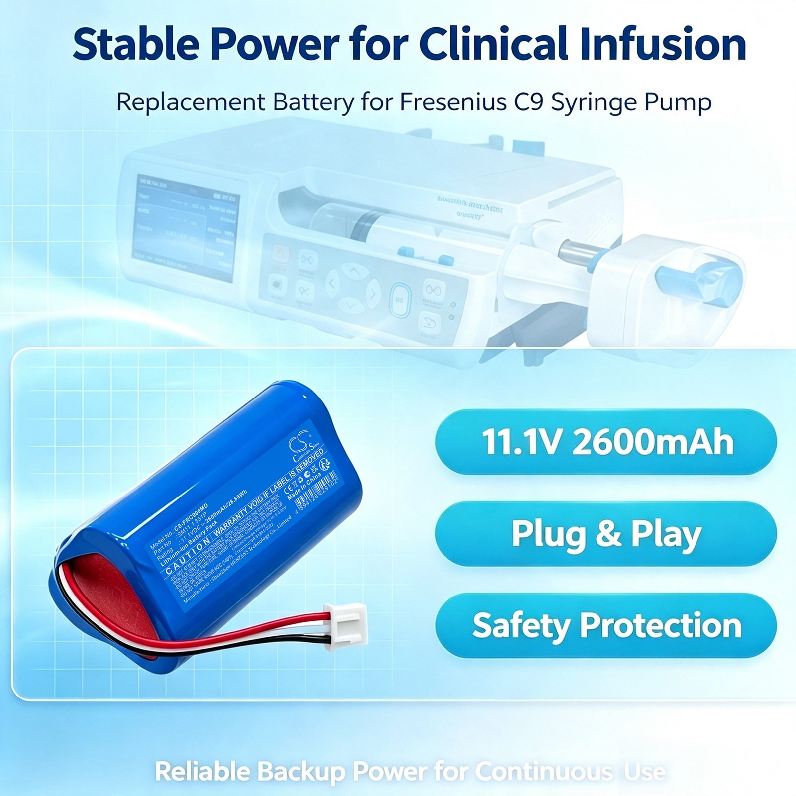 Batteri til medisinsk utstyr for Fresenius C9