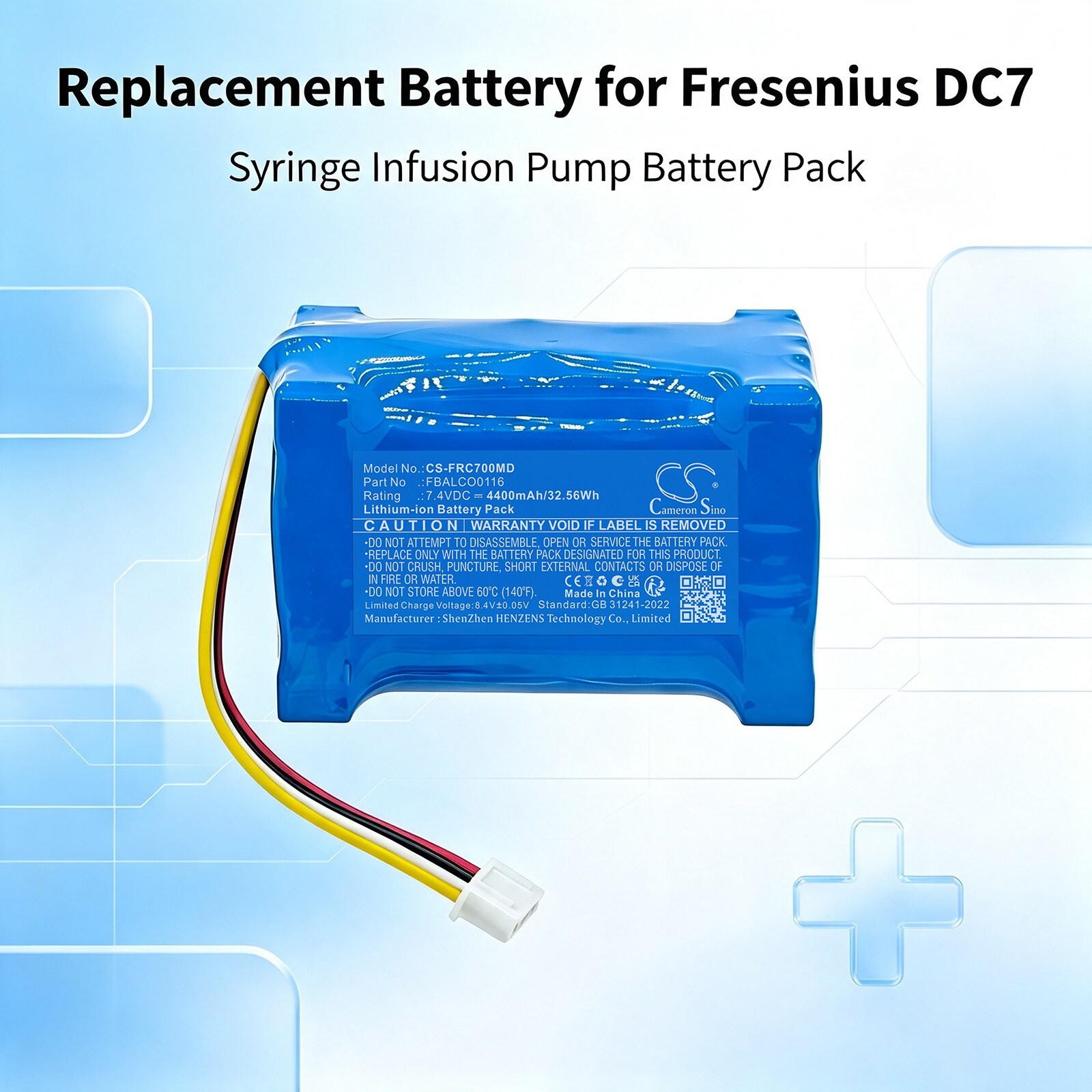 Batteri til medisinsk bruk for Fresenius DC7 injeksjonspumpe
