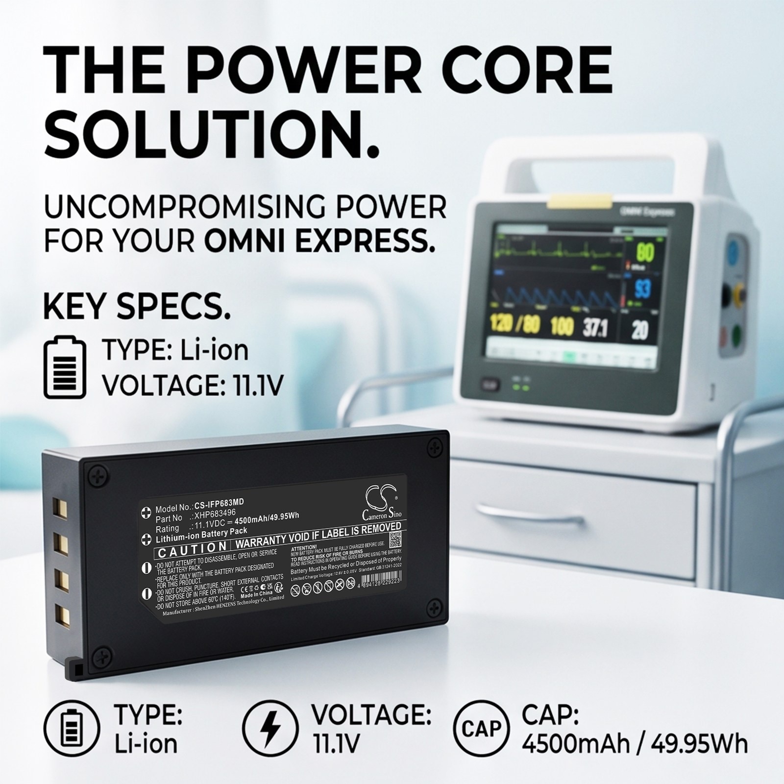 Batteri til medisinsk utstyr for Infinum Omni Express