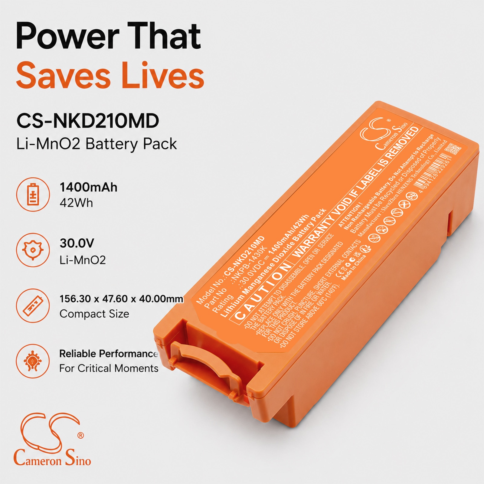 Batteri til medisinsk utstyr fra Nihon Kohden AED-2100K, defibrillator Cardiolife AED2100