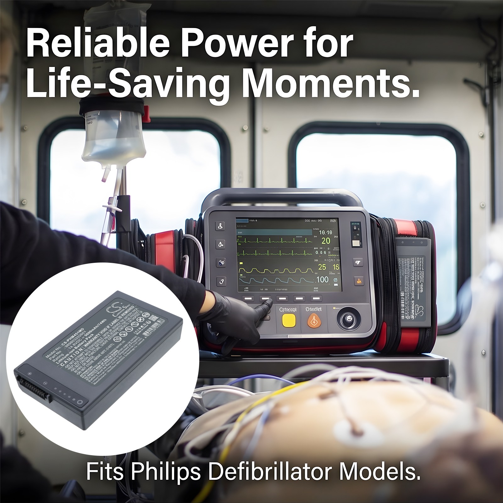 Batteri til medisinsk utstyr for Phillips Monitor Intrepid RX