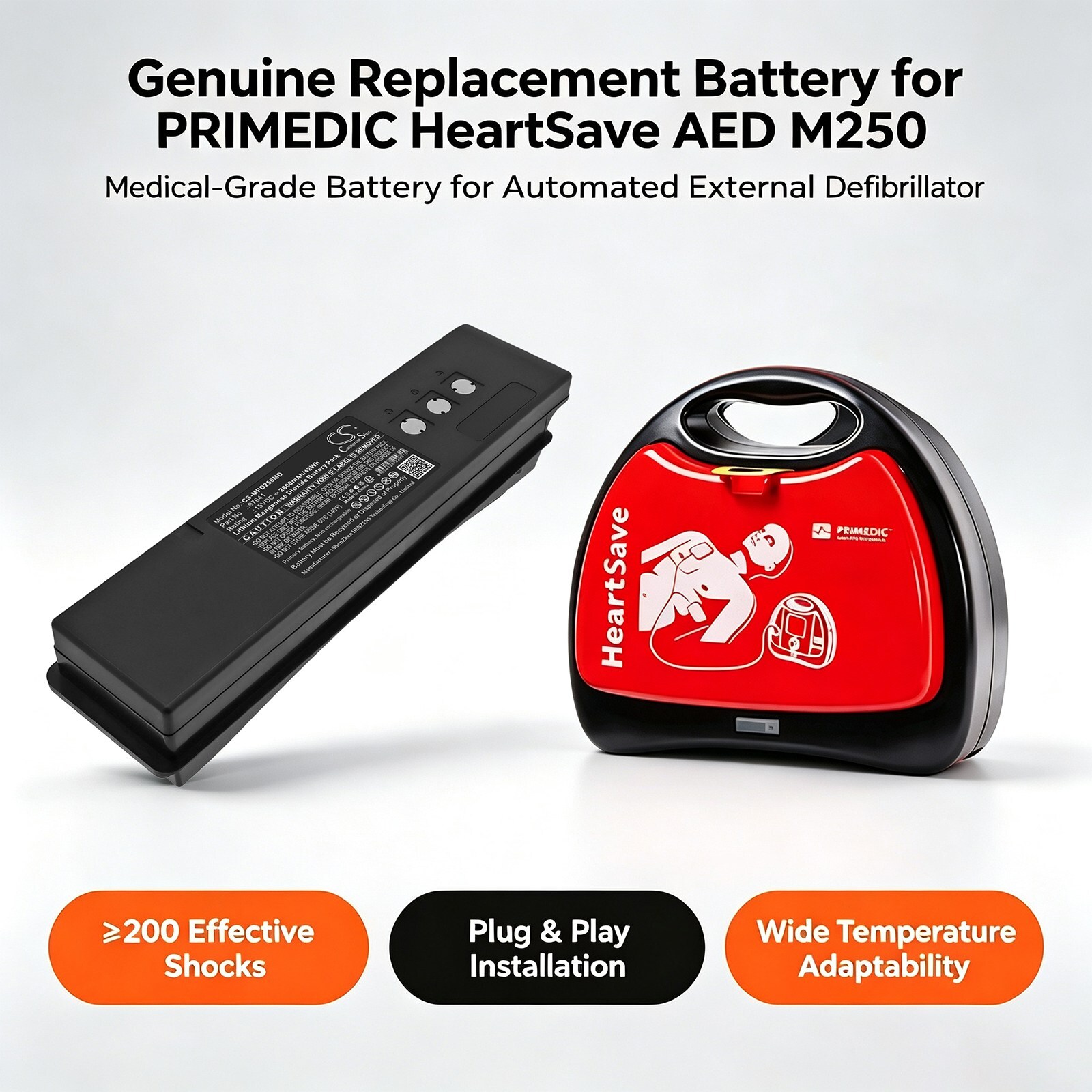 Batteri til medisinsk utstyr fra Medtronic: 6S, 6, AED-M m.fl.