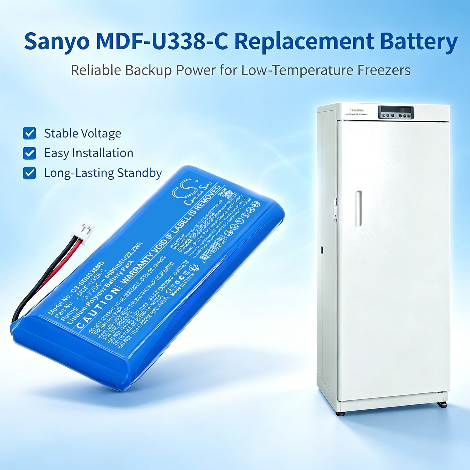 Batteri til medisinsk utstyr for Sanyo MDF-U338-C