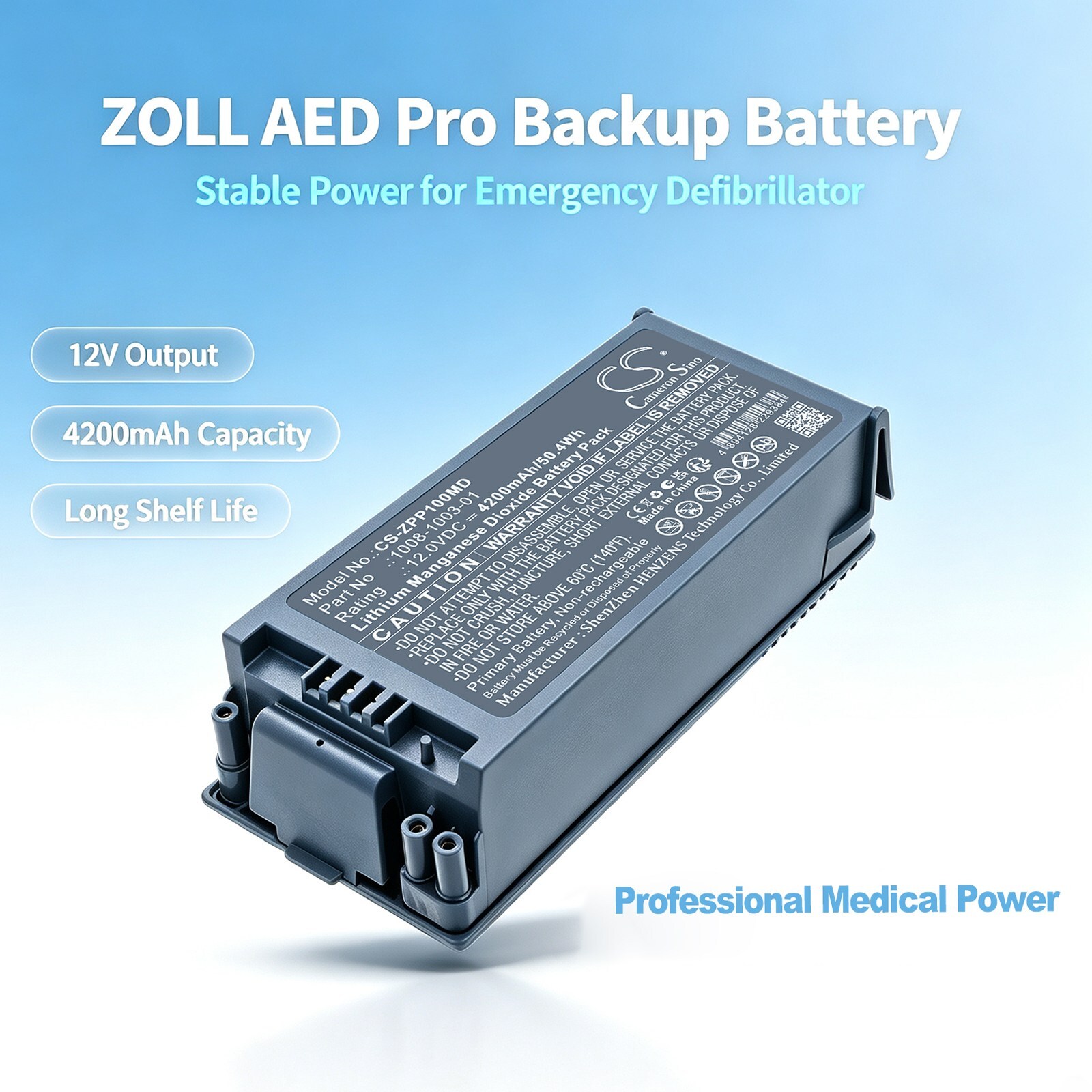 Batteri til Medisinsk for Zoll  4EGN3,  4EGN4,  4EGN5 m.fl.
