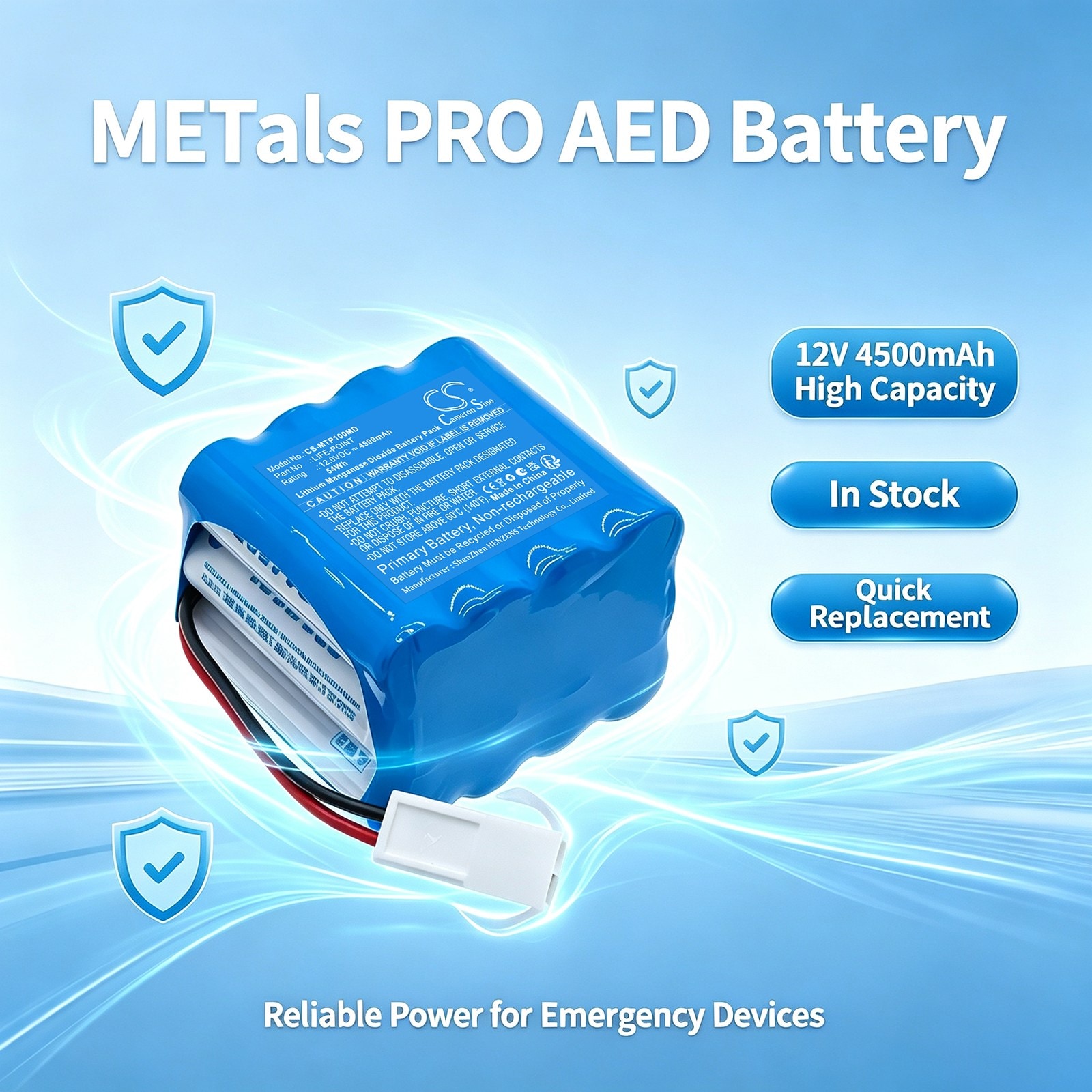 Batteri til METals LIFE-POINT, PRO AED