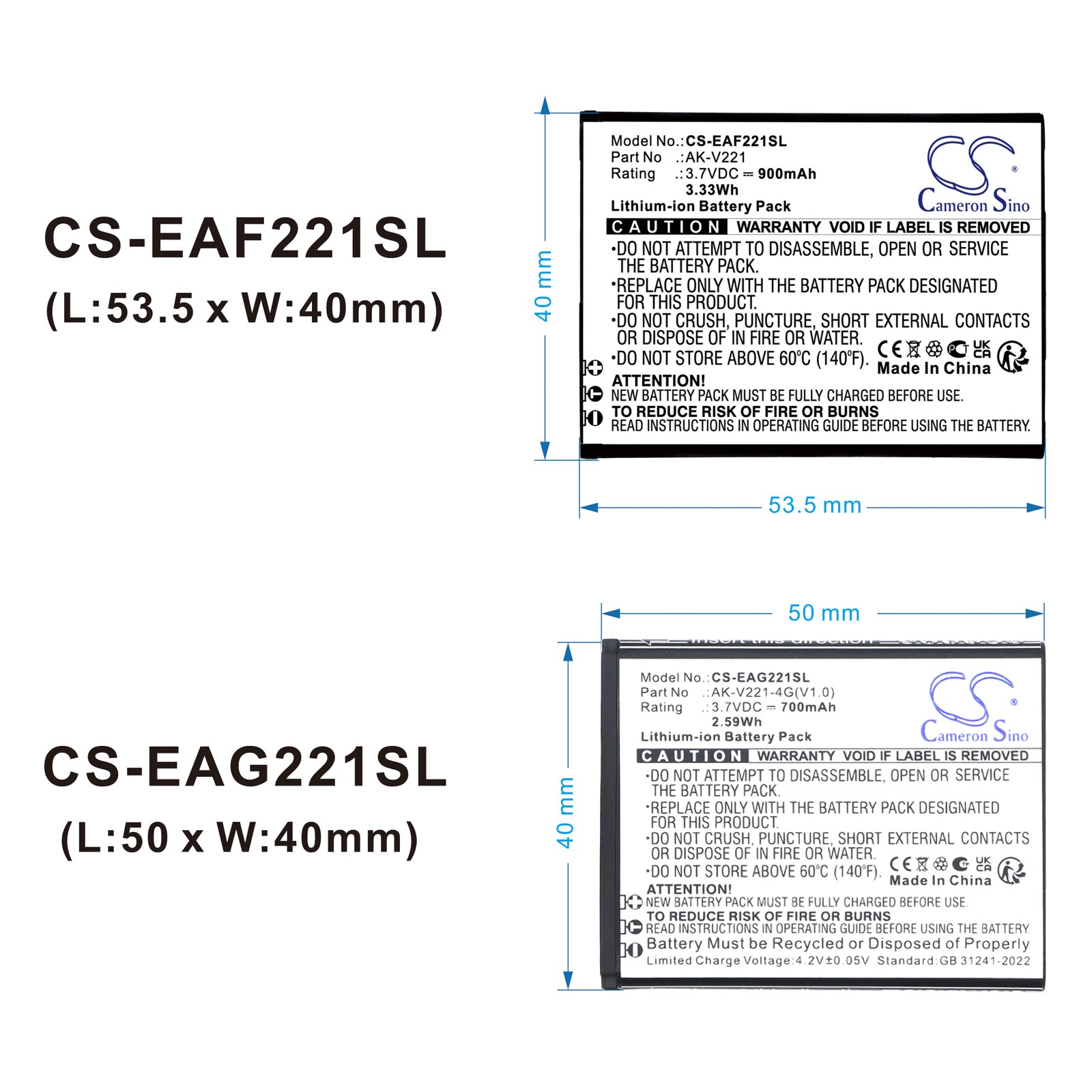 Batteri til mobiltelefon, smarttelefon for Emporia Active Glam 4G, V221-4G, Active Glam