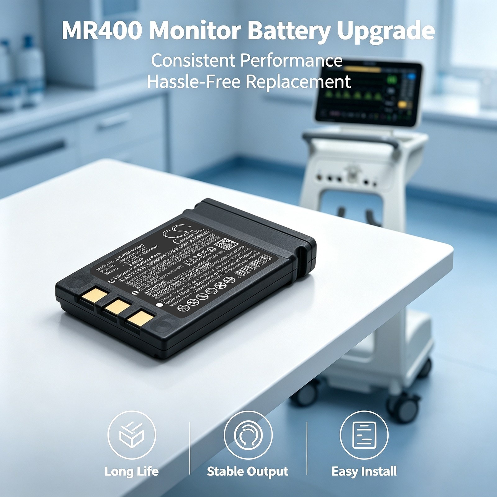 Batteri til medisinsk utstyr for Philips Moniteur MR400, 3. generasjon