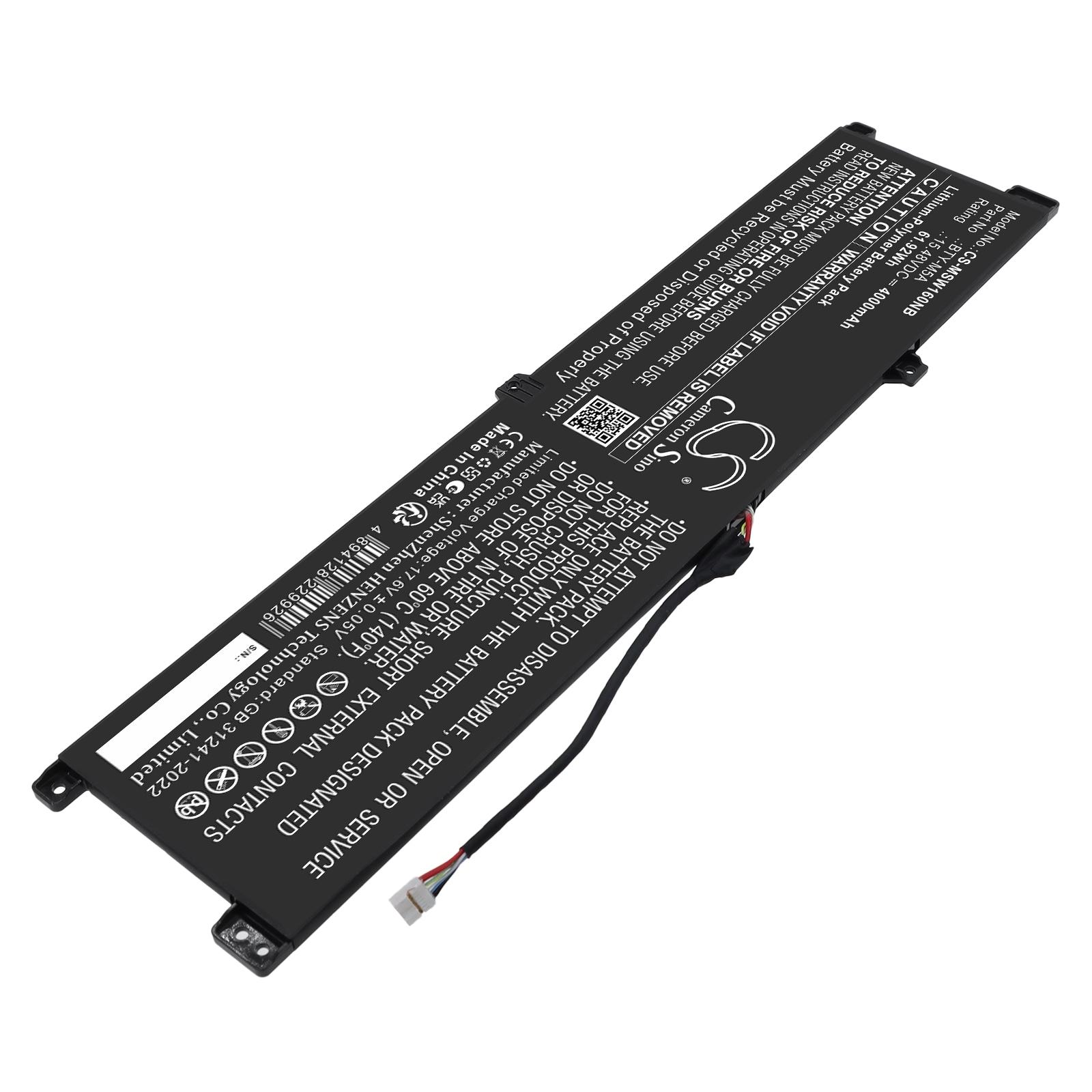 Batteri til bærbar PC, bærbar PC for MSI B14VFKG-056UK, Sword 16 HX B14VFKG-056UK