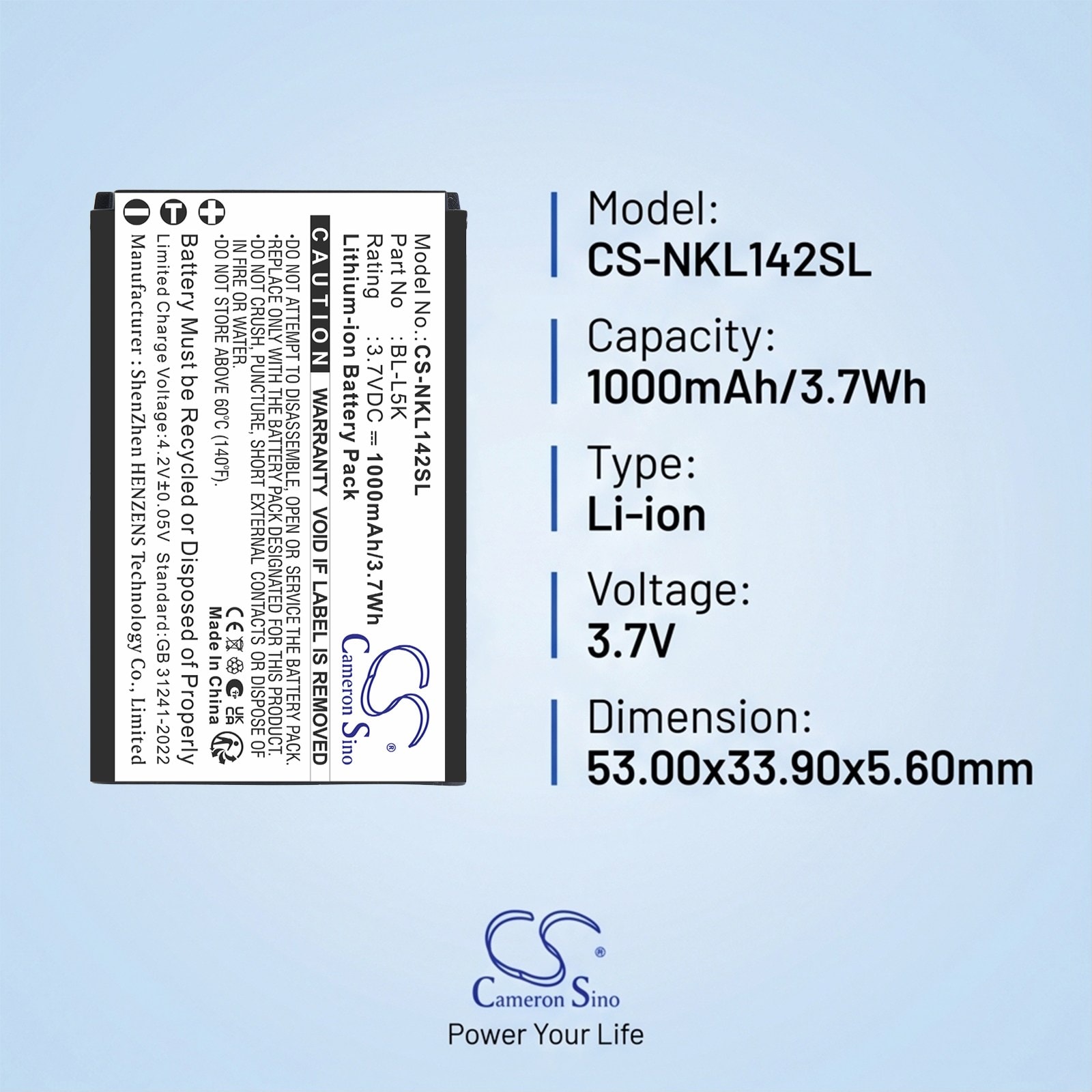Batteri til mobiltelefon, smarttelefon for Nokia 105+ 2022, 105 Plus, TA-1428 m.fl.