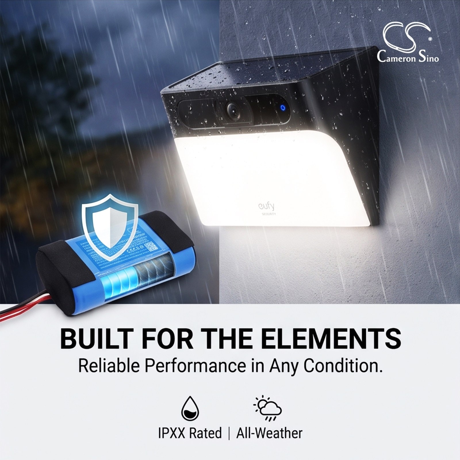 Batteri til hjemmets sikkerhetskamera for Eufy S120 Solar Wall Light Cam, T81A0