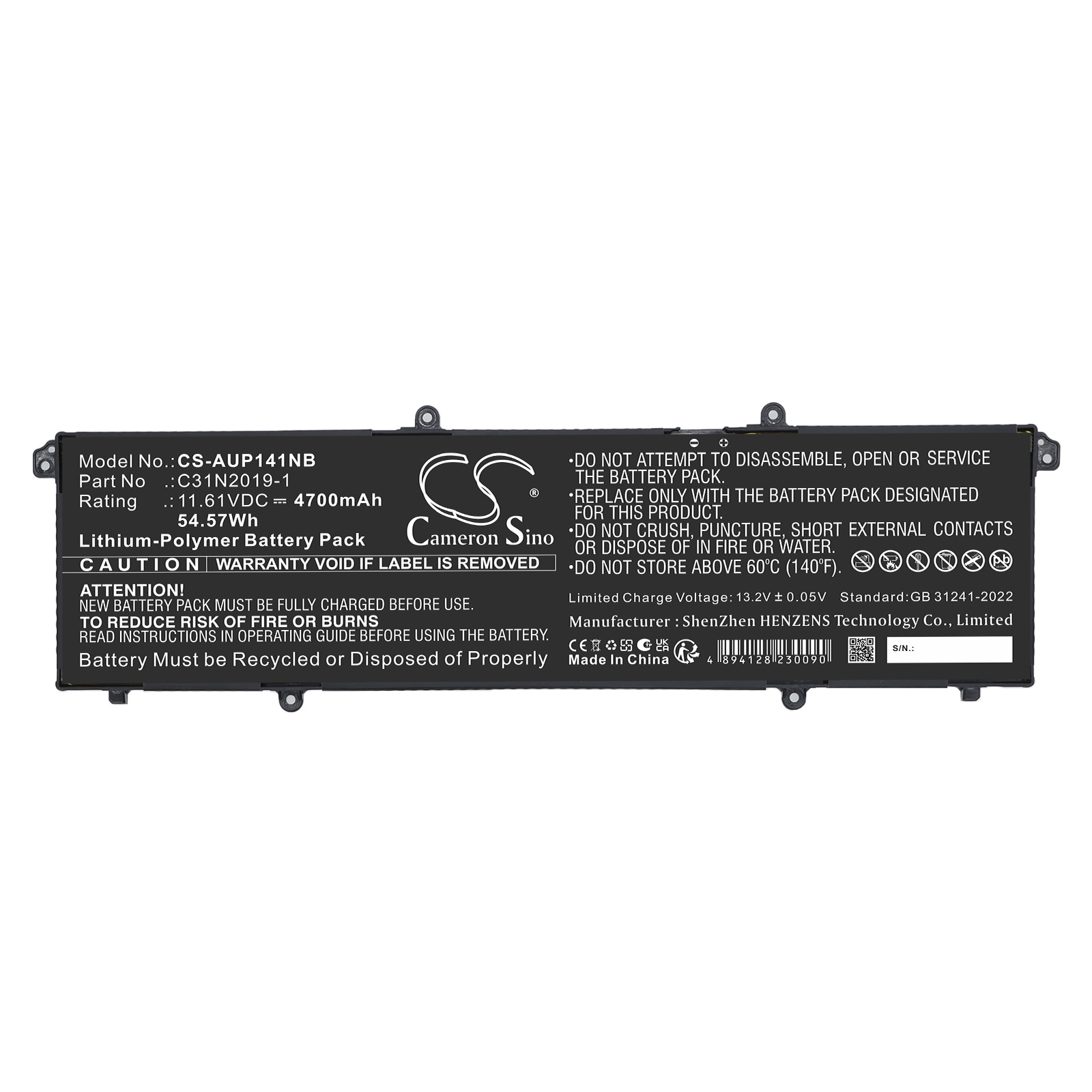Batteri til bærbar PC, bærbar PC for Asus K3400P, K3400PA, K3400PH m.fl.