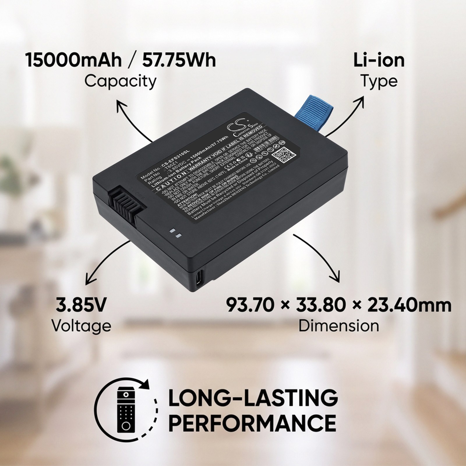 Batteri til dørlås for Eufy FamiLock S3, FamiLock S3 Max