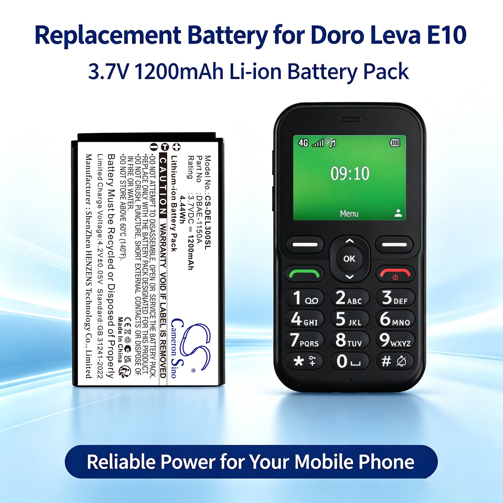 Batteri til mobiltelefon, smarttelefon for Doro Leva E10, Leva E20, Leva E22 m.fl.
