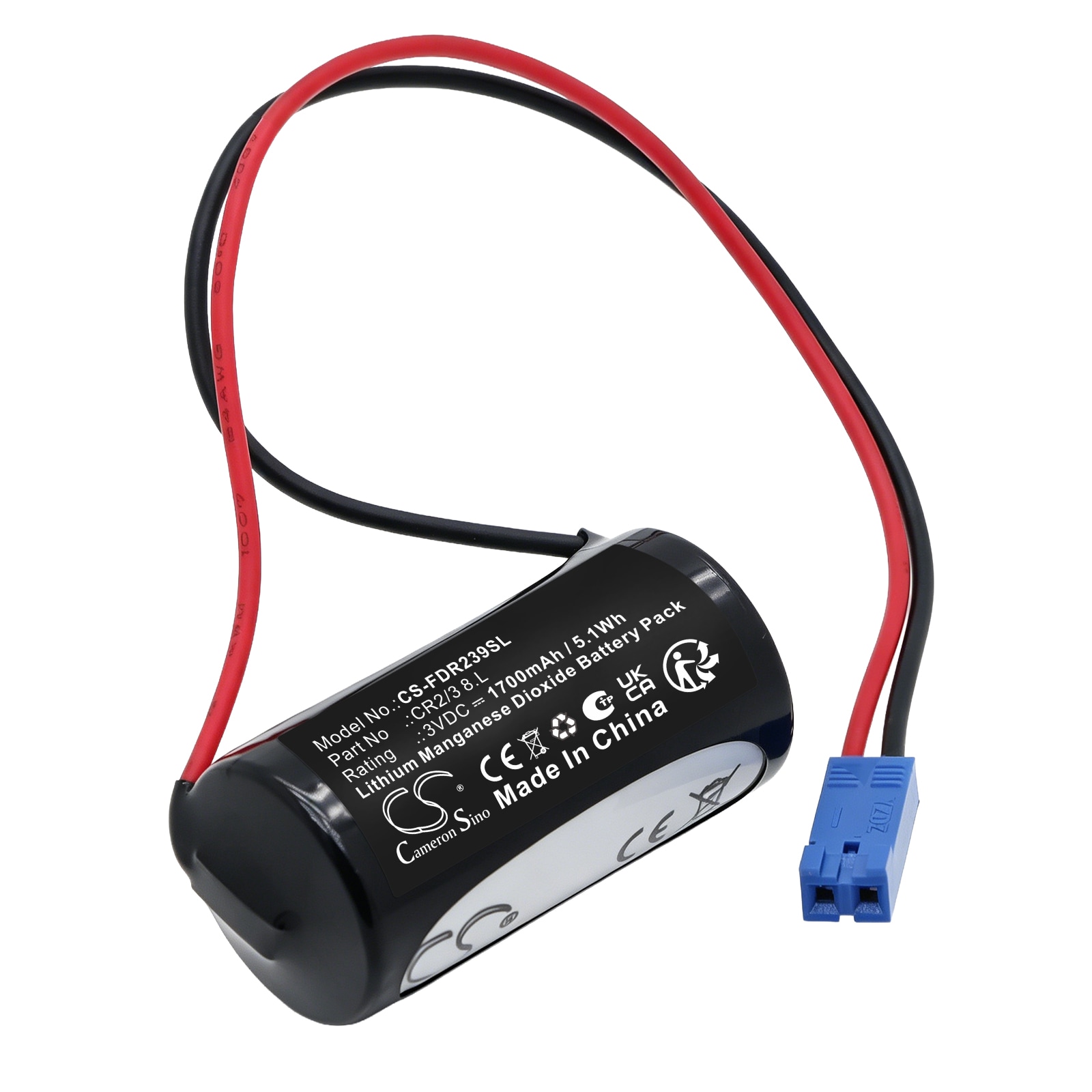 Batteri til PLC for FDK CR2/3 8.L (med BERG-2P-kontakt)