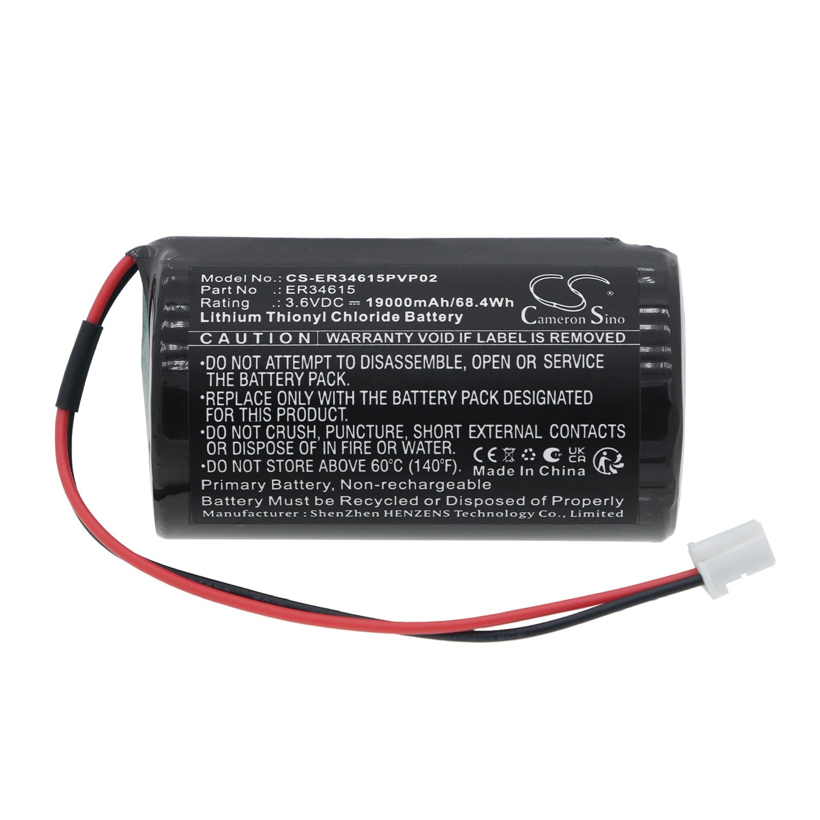 Batteri til ER34615 for ER34615 med JST/PAP-02V-S-kontakt